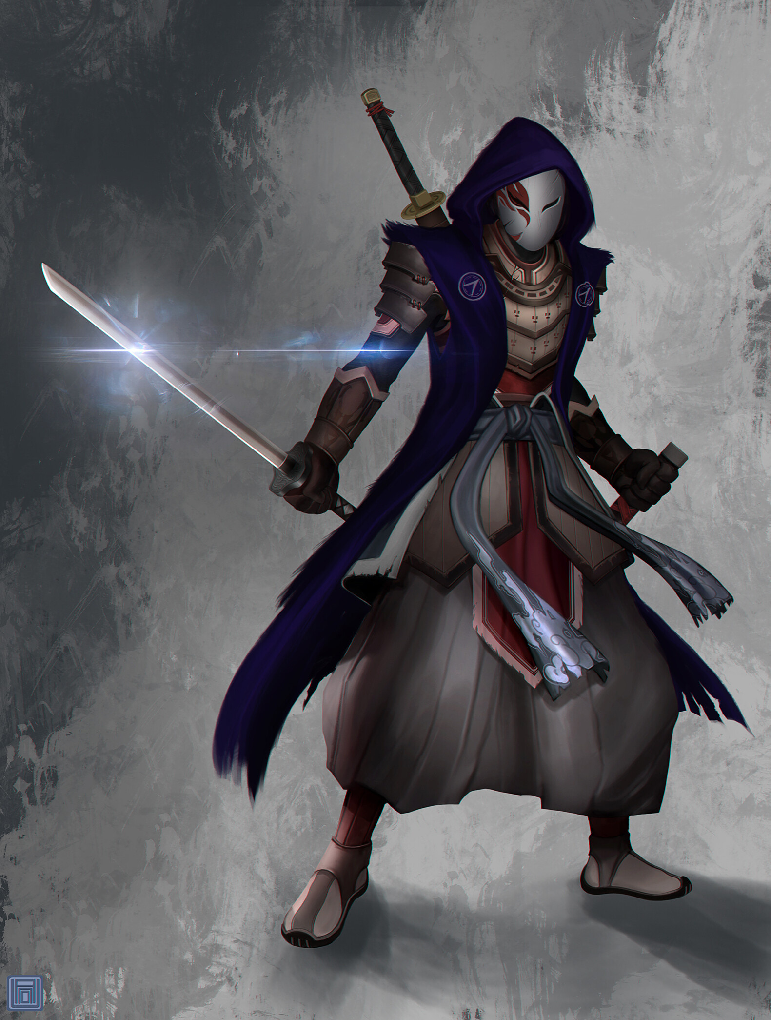 Masked hooded shinobi, Gleaming katana blade, Dark hooded cloak robe, HD Phone wallpaper