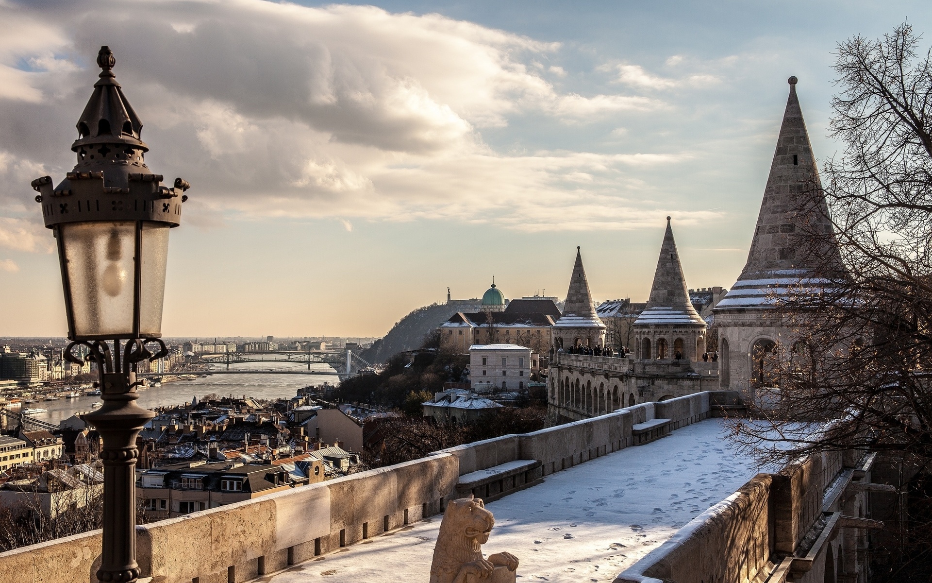 Budapest Hungary architecture, Sky clouds winter, Snow wallpapers HD, Urban skyline, 1920x1200 HD Desktop