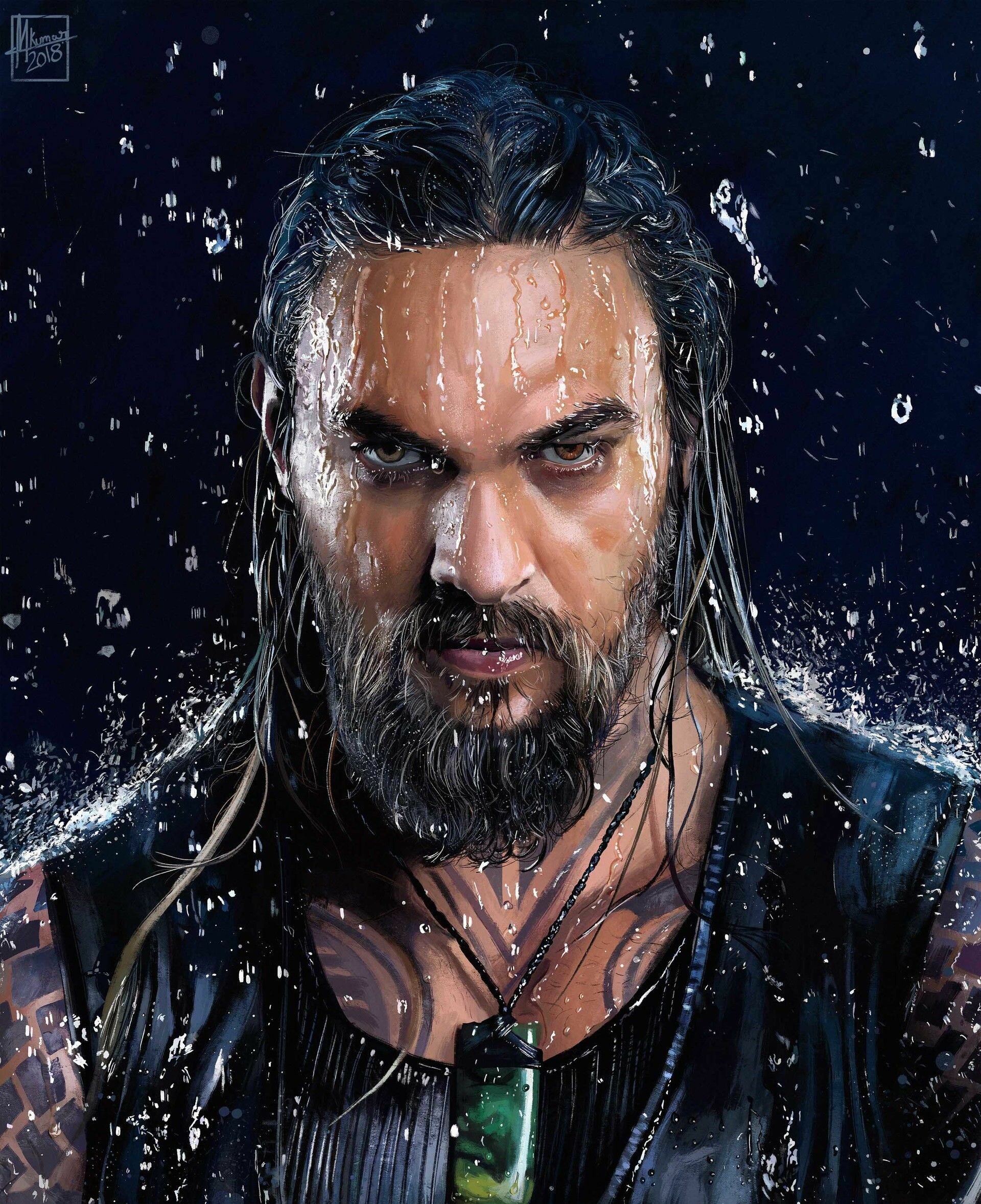 Jason Momoa, Celebrities, ArtStation, Mayank Kumarr, 1920x2360 HD Phone