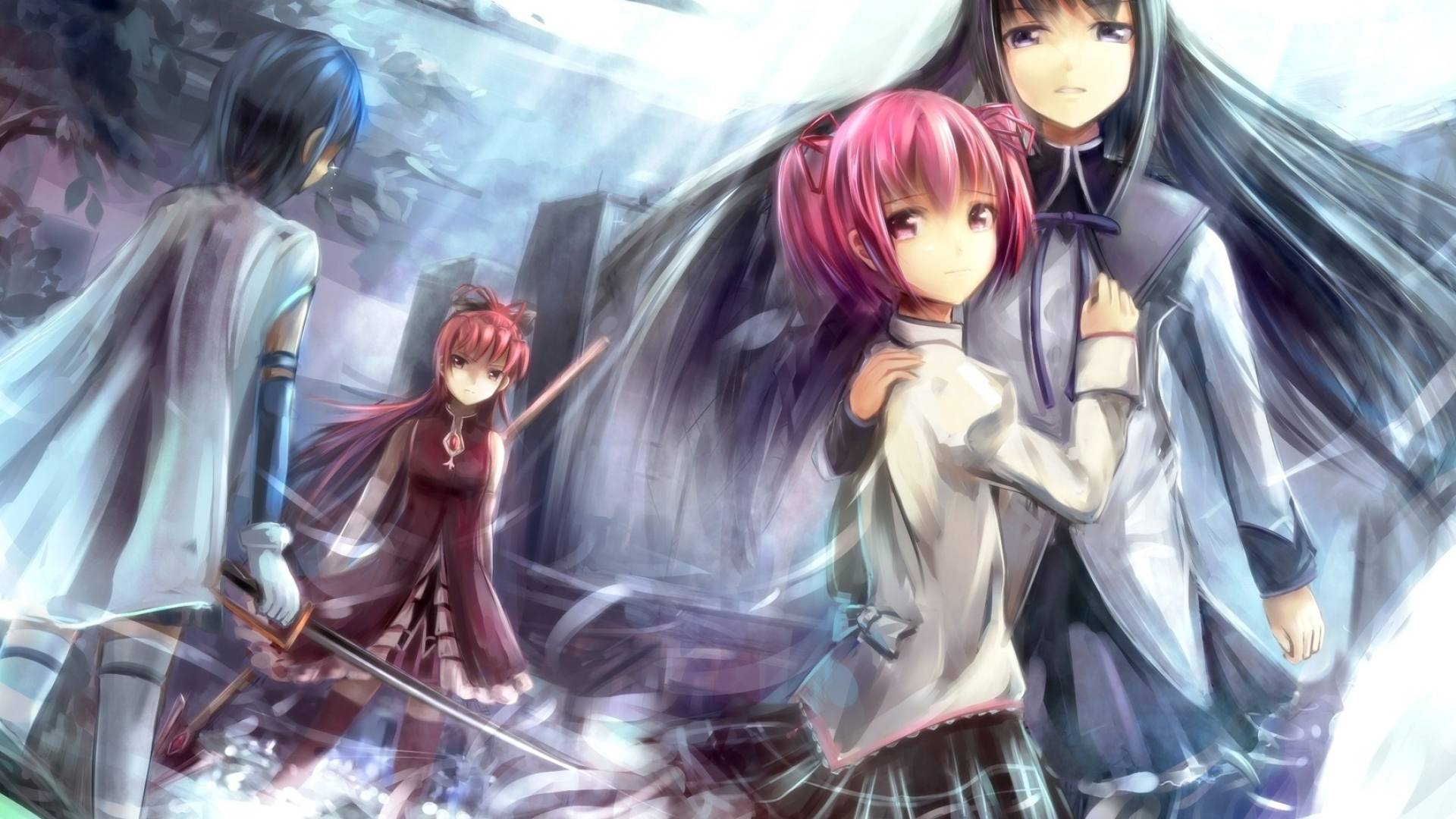 Kyoko Sakura, Puella Magi Madoka Magica, Wallpaper, Anime, 1920x1080 Full HD Desktop