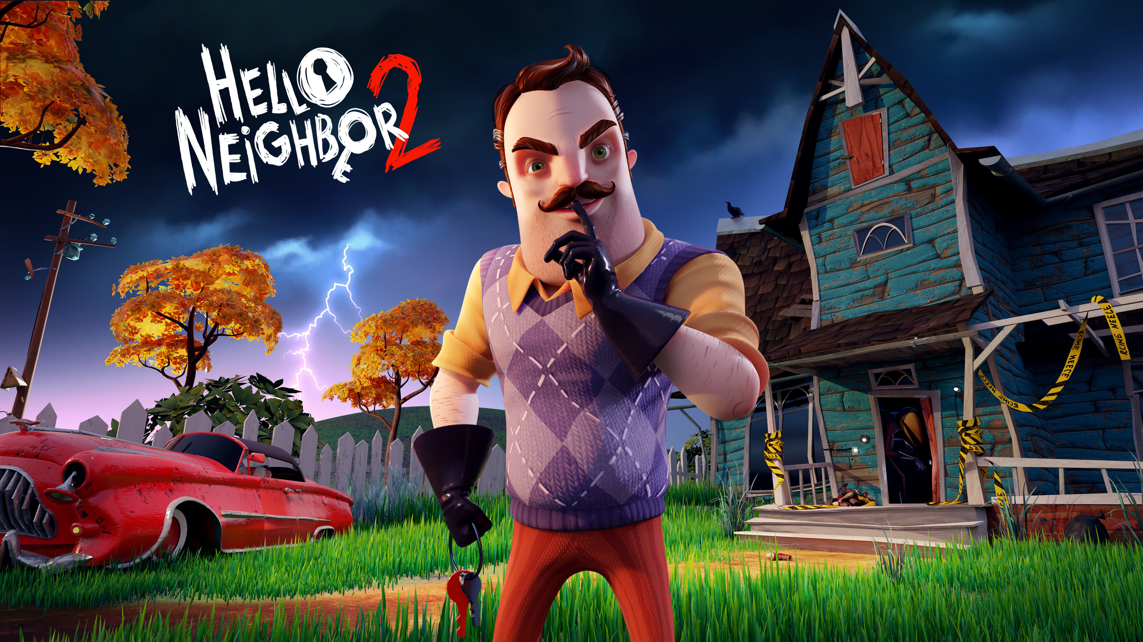 Hello Neighbor 2, Intriguing mystery sequel, Eerie suburban neighborhood, Suspenseful gameplay, 3840x2160 4K Desktop