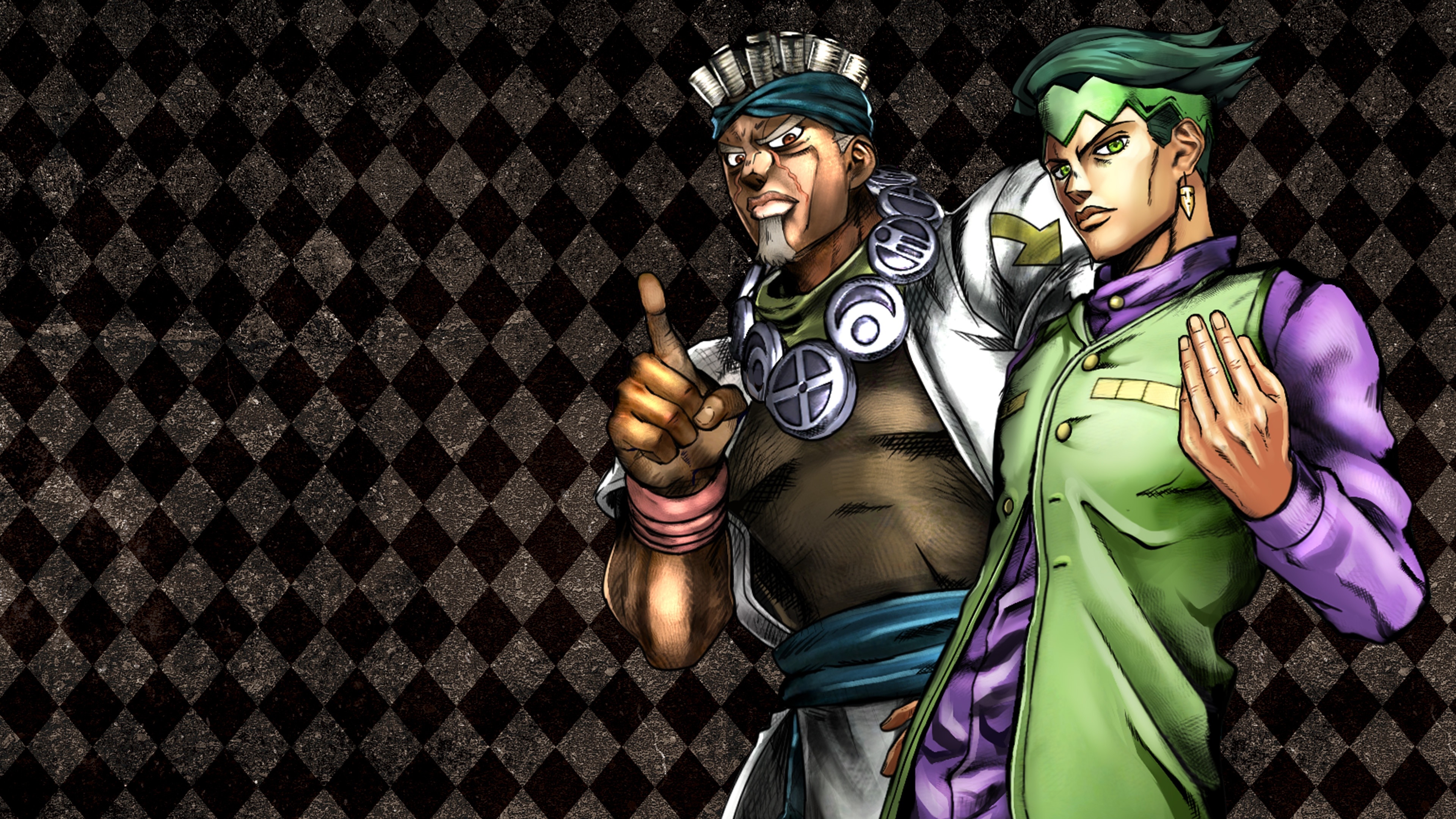 Muhammad Avdol, Rohan Kishibe, black argyle pattern, 4K Desktop wallpaper
