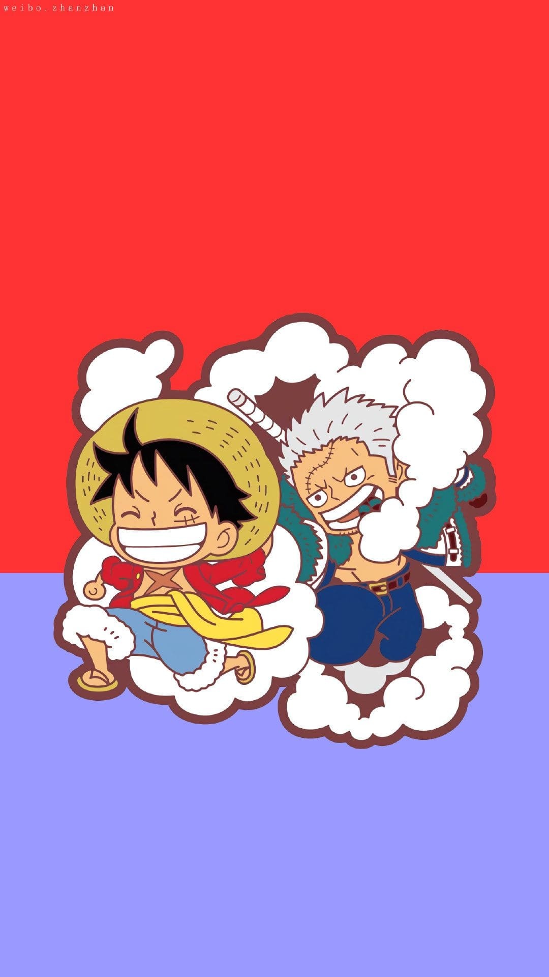 Chibi Monkey D. Luffy, Chibi Smoker, Billowing white smoke, Full HD Phone wallpaper