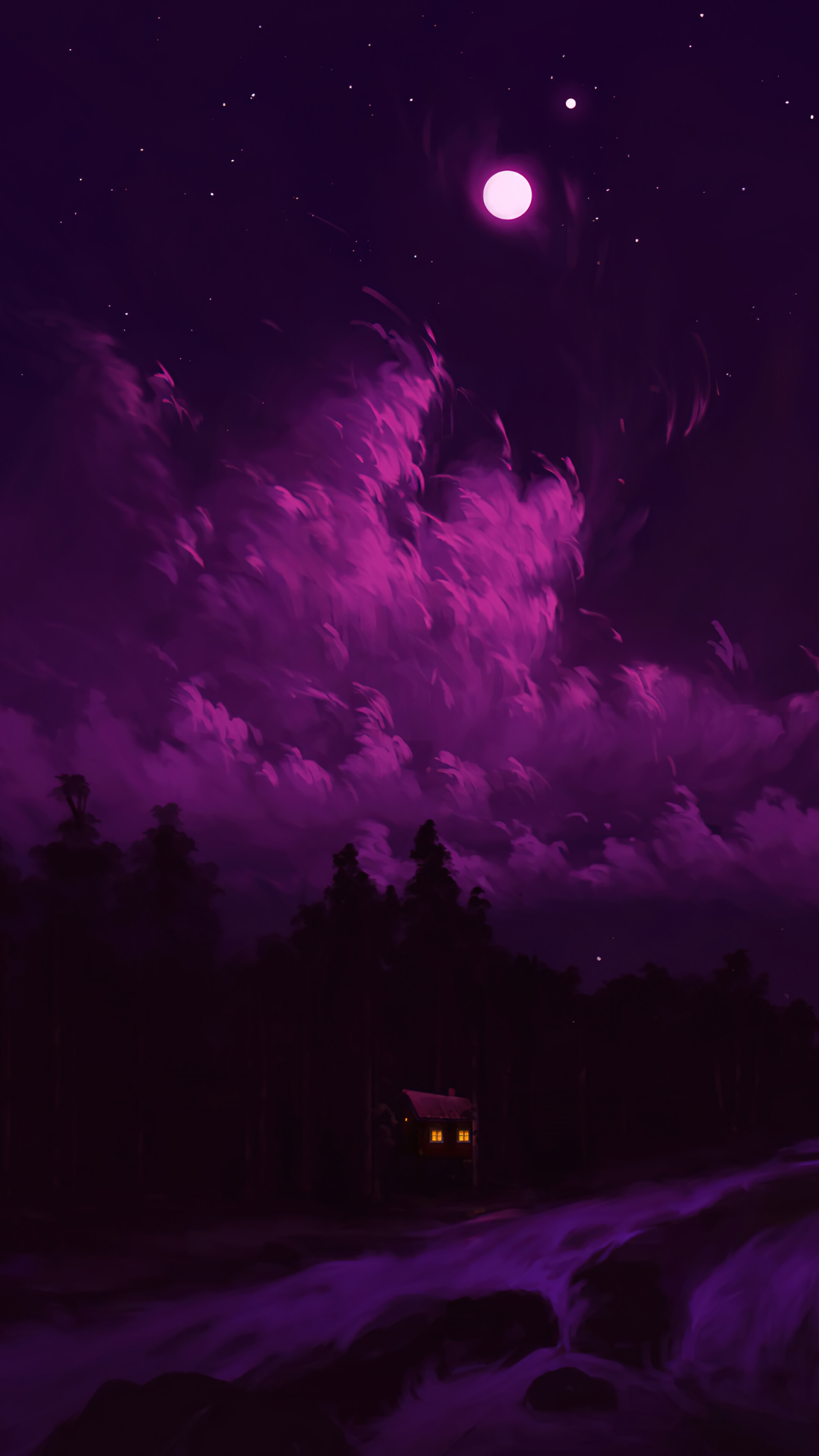 Night Sky, Dark night sky, Scenic art, Atmosphere of tranquility, 2160x3840 4K Phone