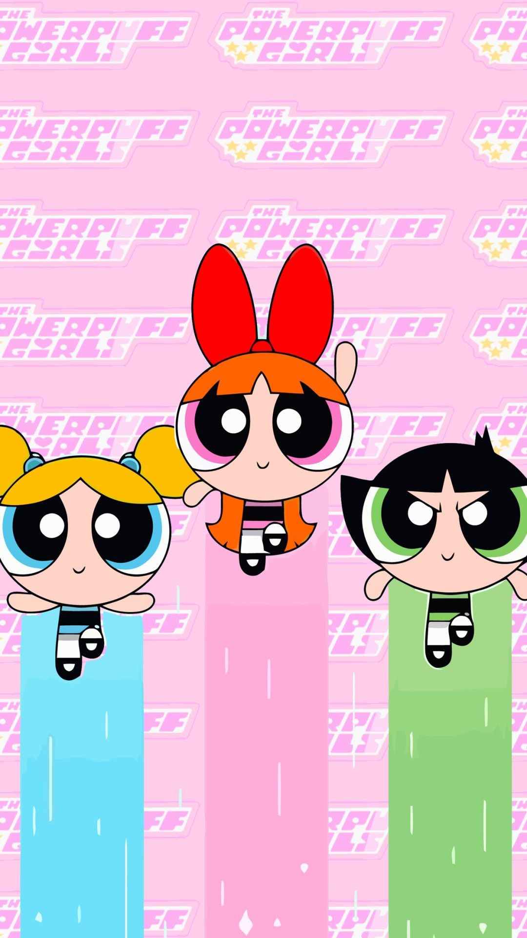 Blossom, Bubbles, Buttercup, The Powerpuff Girls logo, Full HD Phone wallpaper