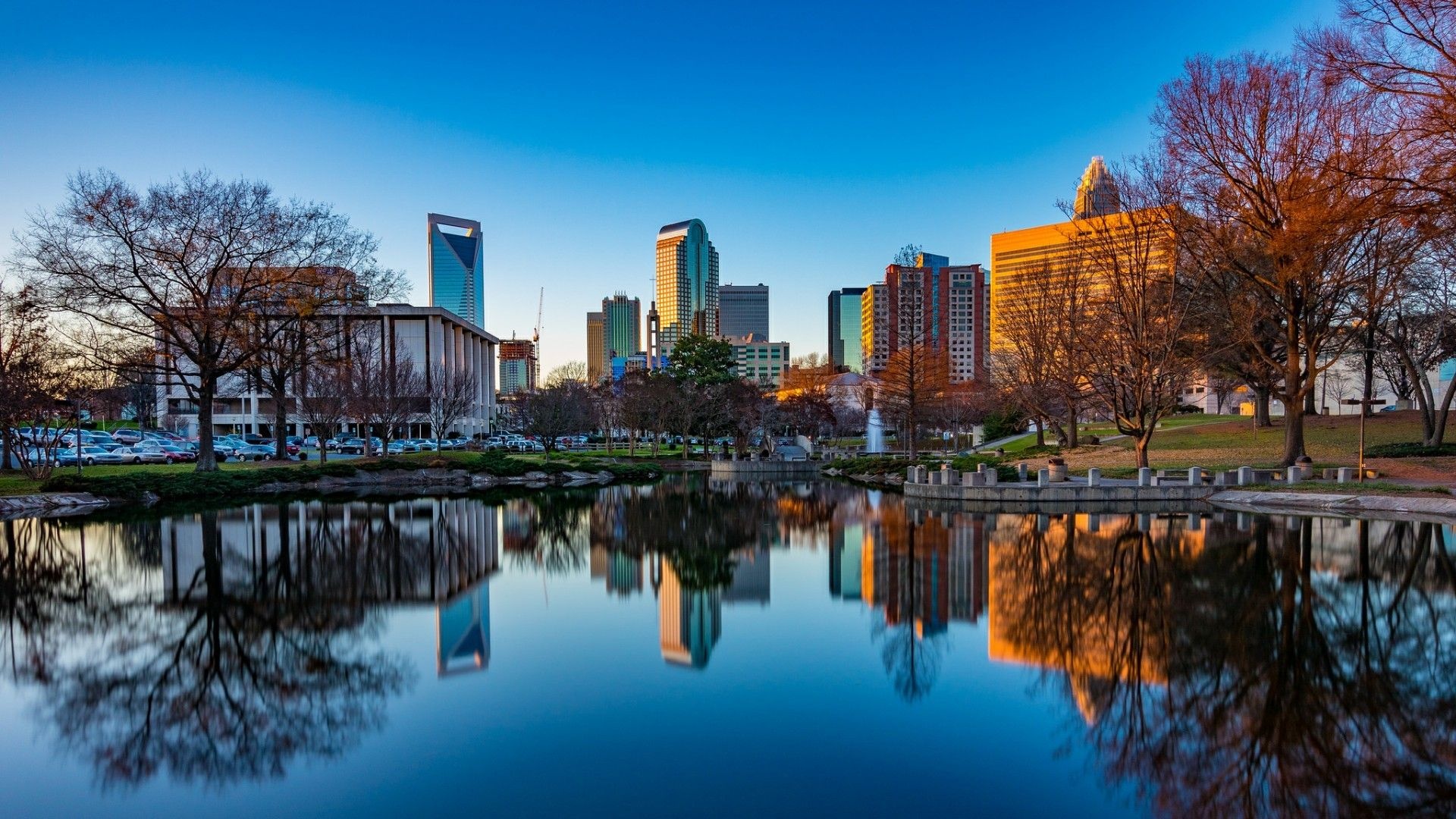 Charlotte skyline, iPhone wallpapers, North Carolina, Queen City, 1920x1080 Full HD Desktop