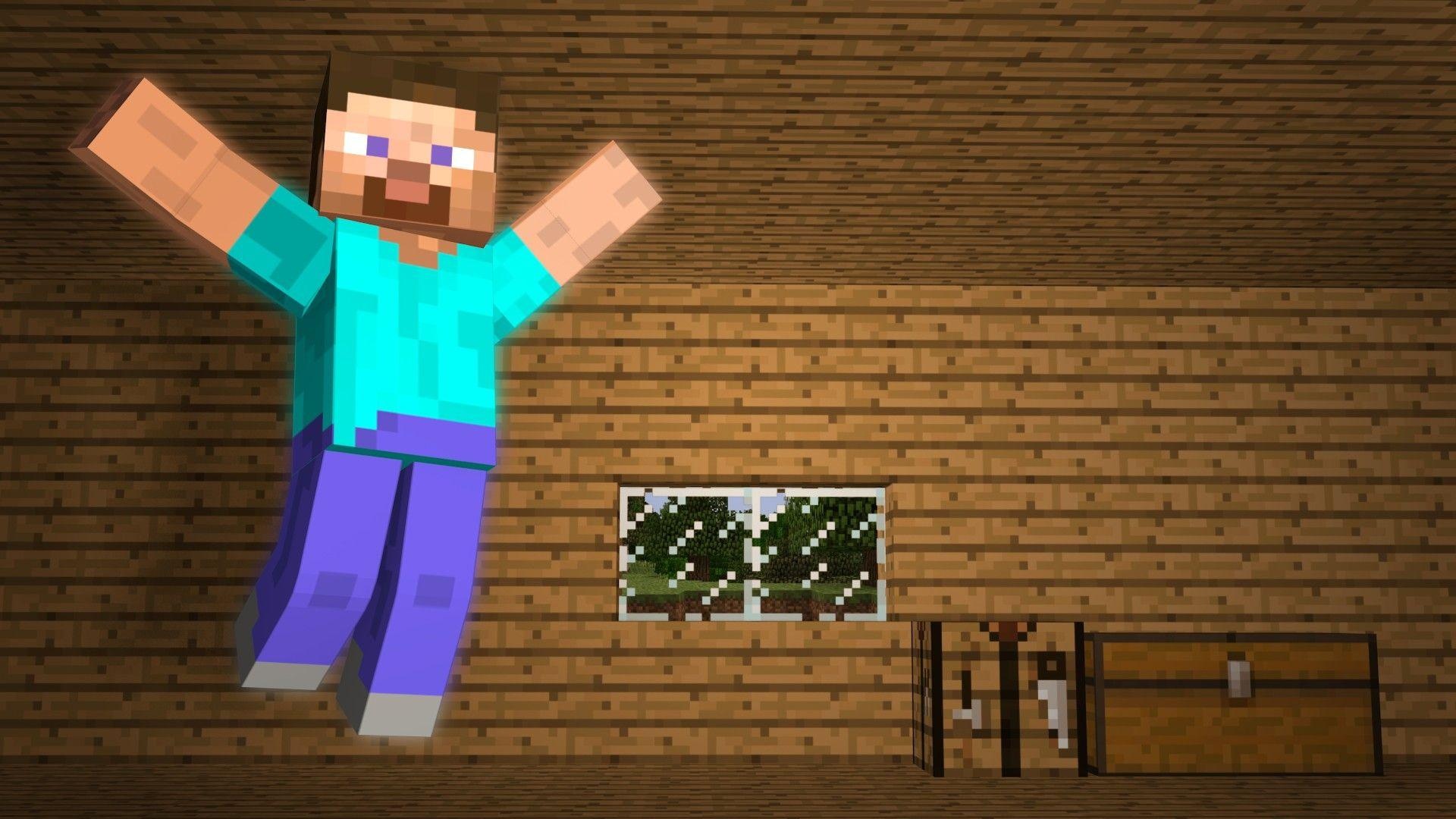 Steve, Minecraft crafting table, Minecraft wooden interior, Full HD Desktop wallpaper