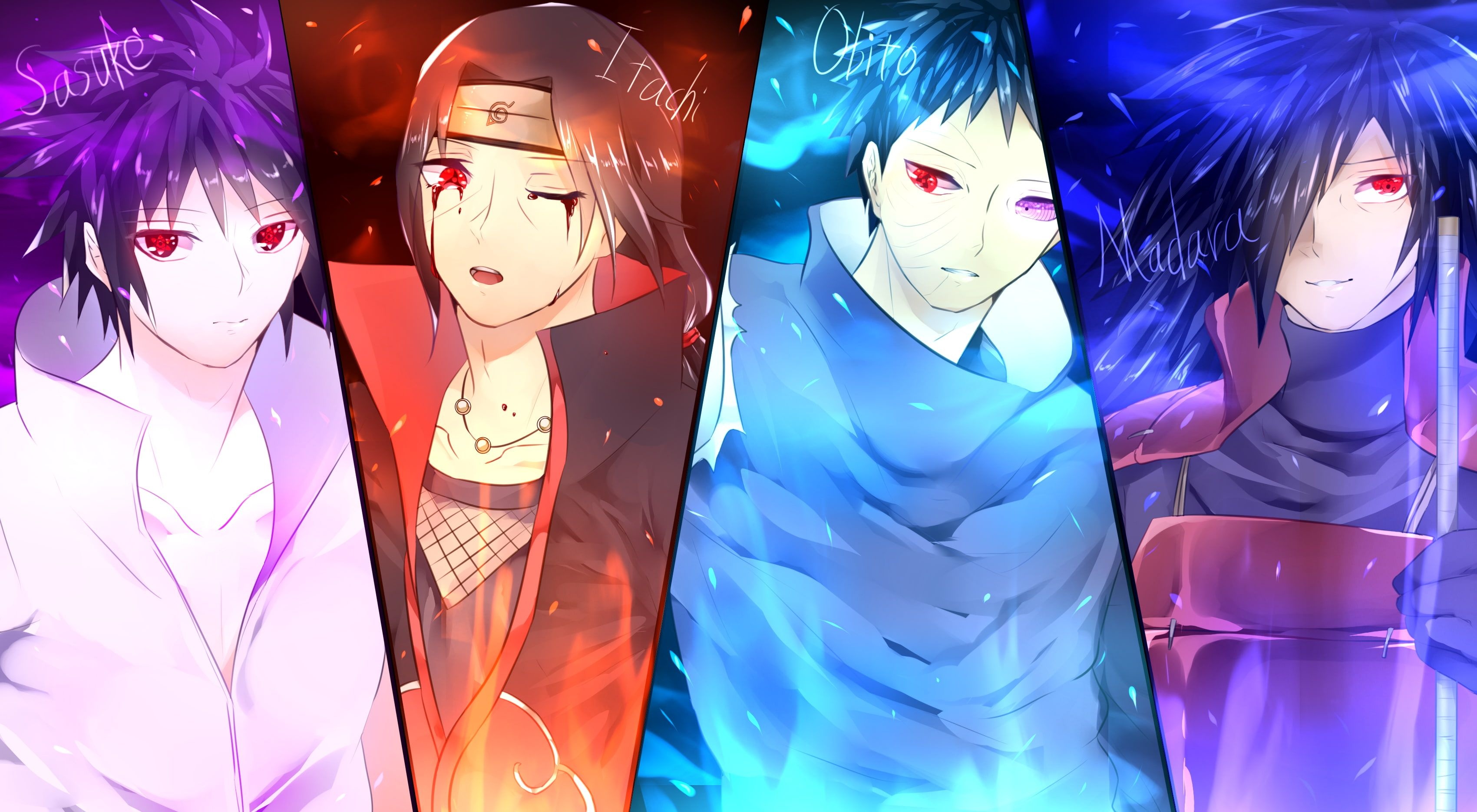 Sasuke Uchiha, Itachi Uchiha, Obito Uchiha, Madara Uchiha, HD Desktop wallpaper