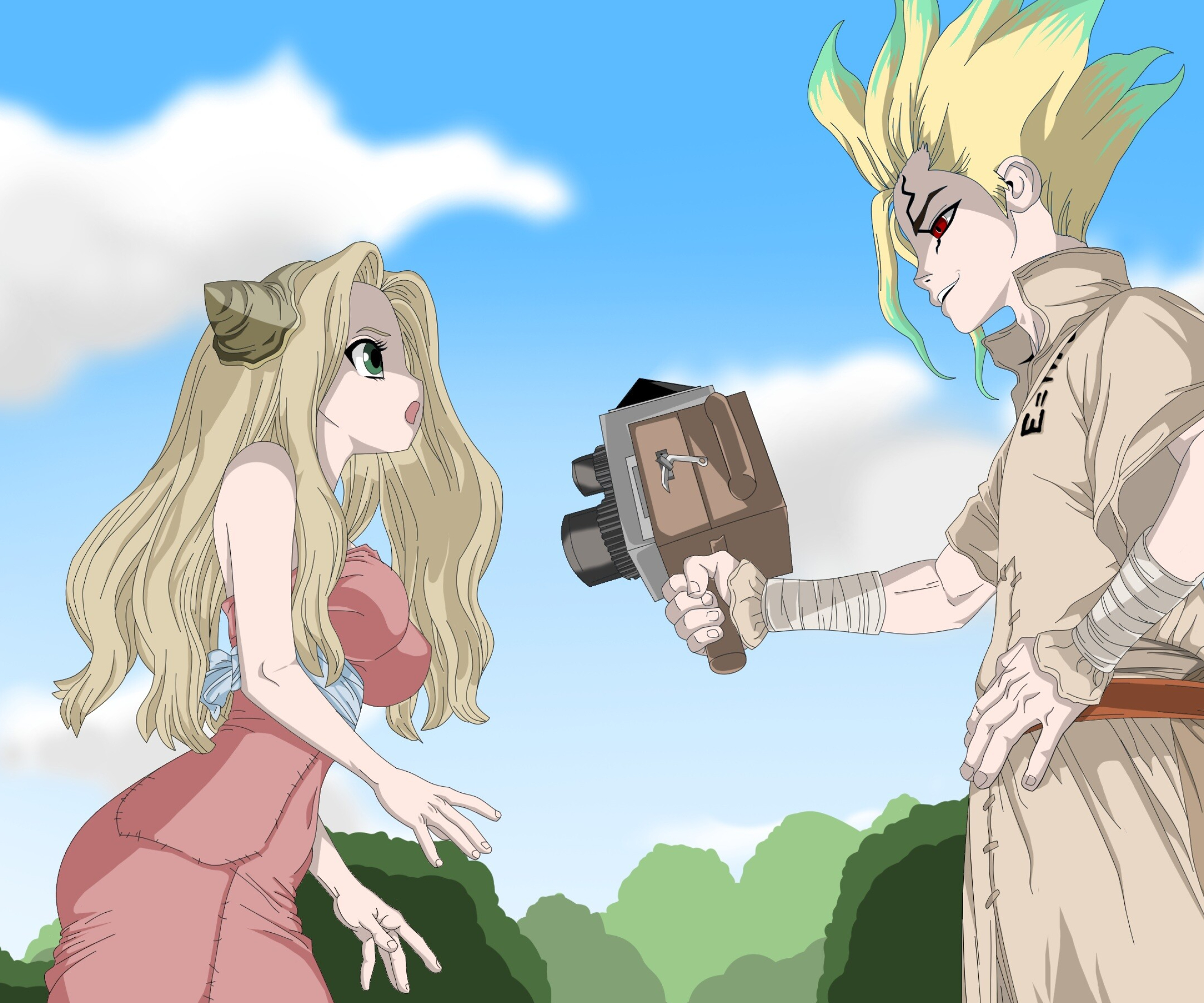 Minami and Senku, Dr.STONE Wallpaper, 2400x2000 HD Desktop