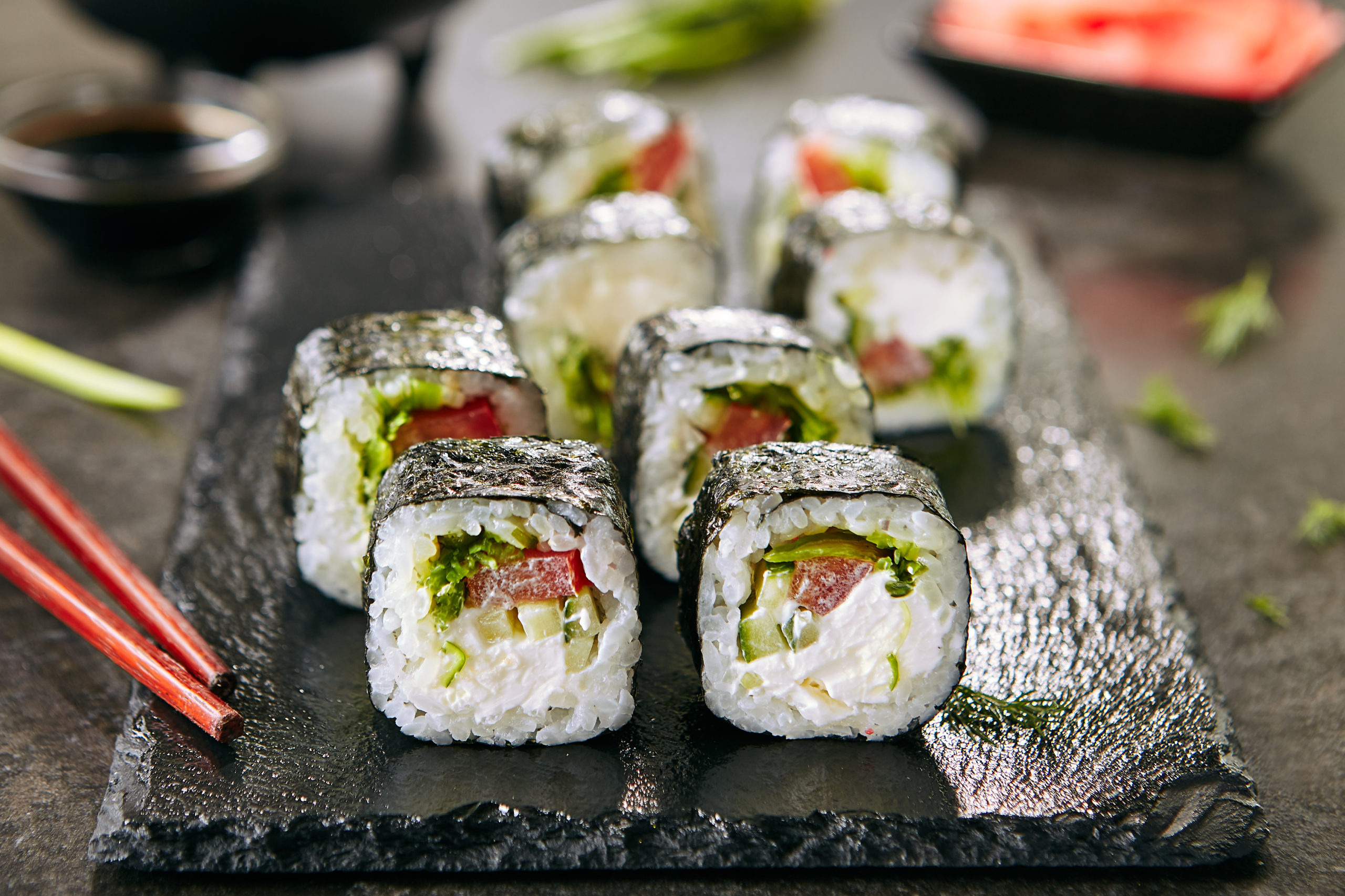 Sushi, Vegetarian sushi, Achilles running, Healthy and flavorful, 2560x1710 HD Desktop