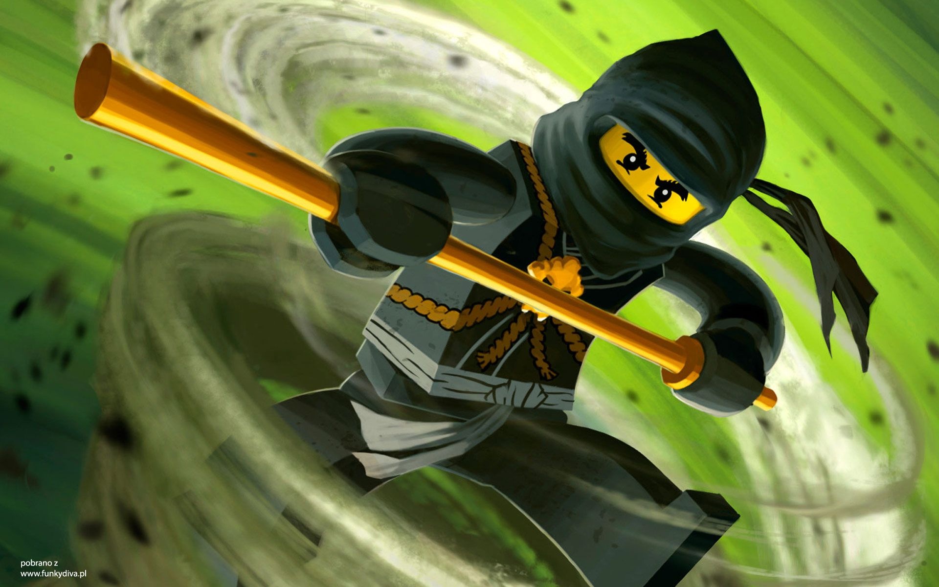 Cole the earth ninja, Golden bo staff, Ninjago green vortex, HD Desktop wallpaper