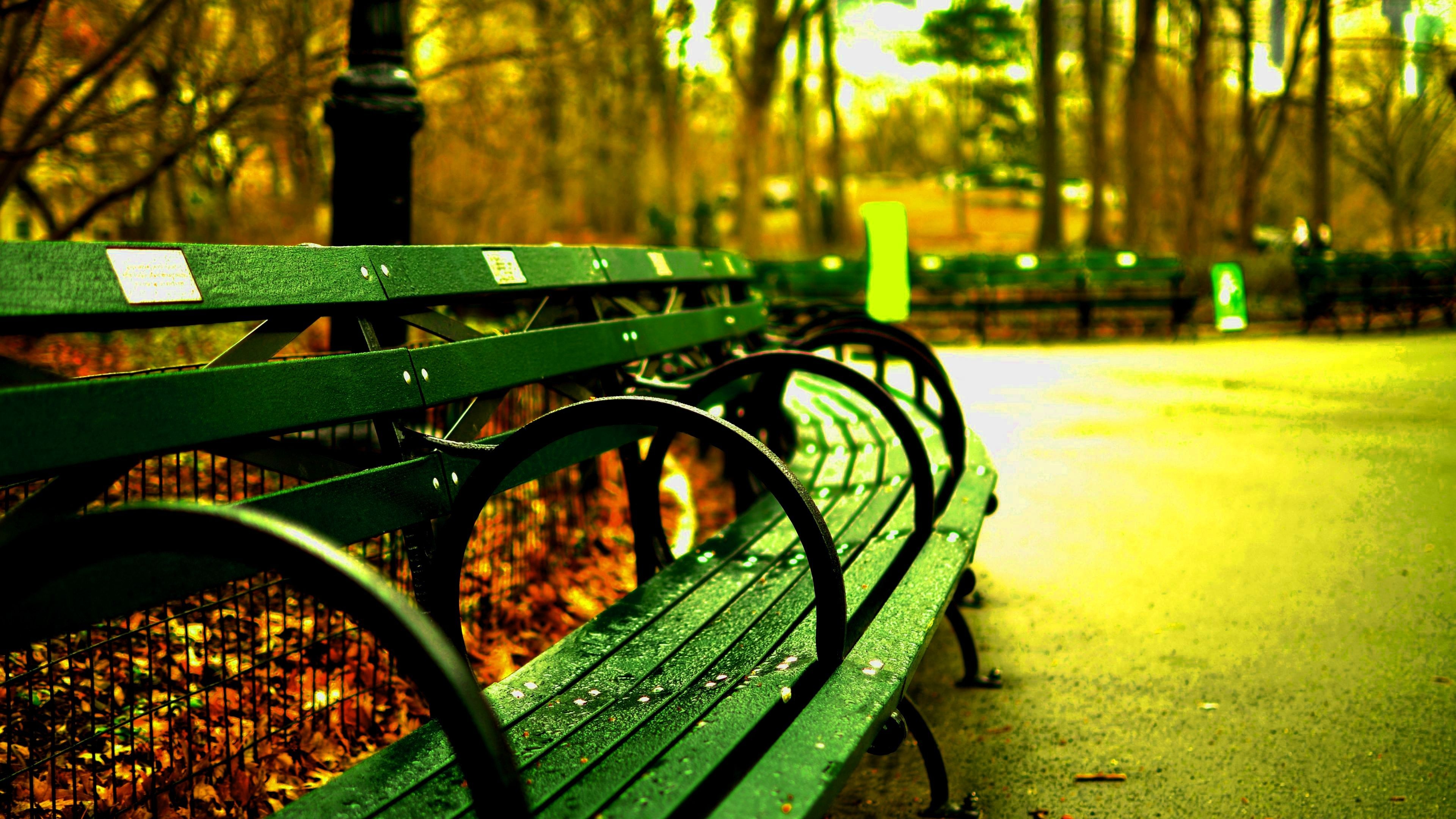 Central Park, HD wallpapers, Park bench, 3840x2160 4K Desktop