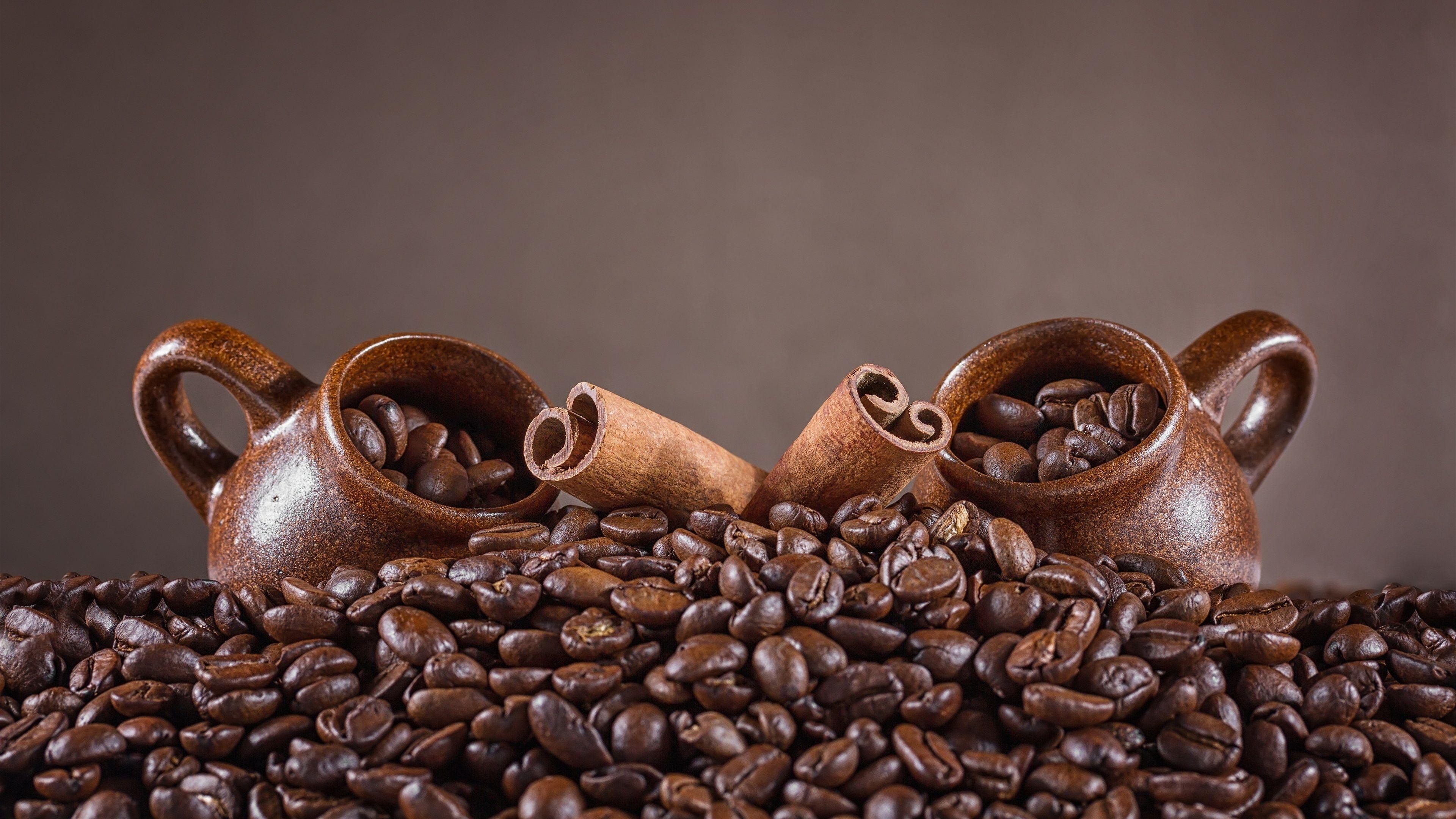 Coffee beans, Cinnamon Wallpaper, 3840x2160 4K Desktop