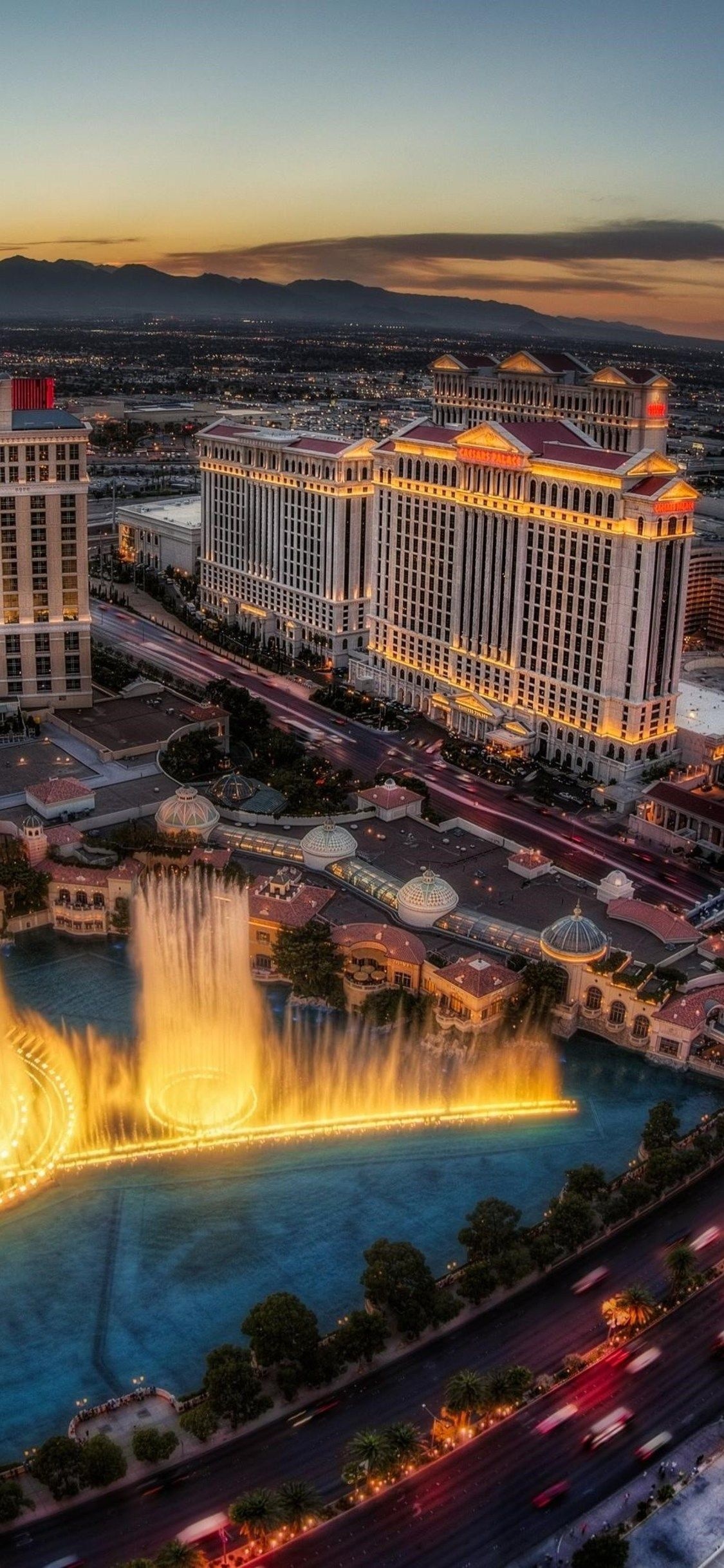 Las Vegas Strip, Neon lights, City skyline, Nightlife vibes, 1130x2440 HD Phone