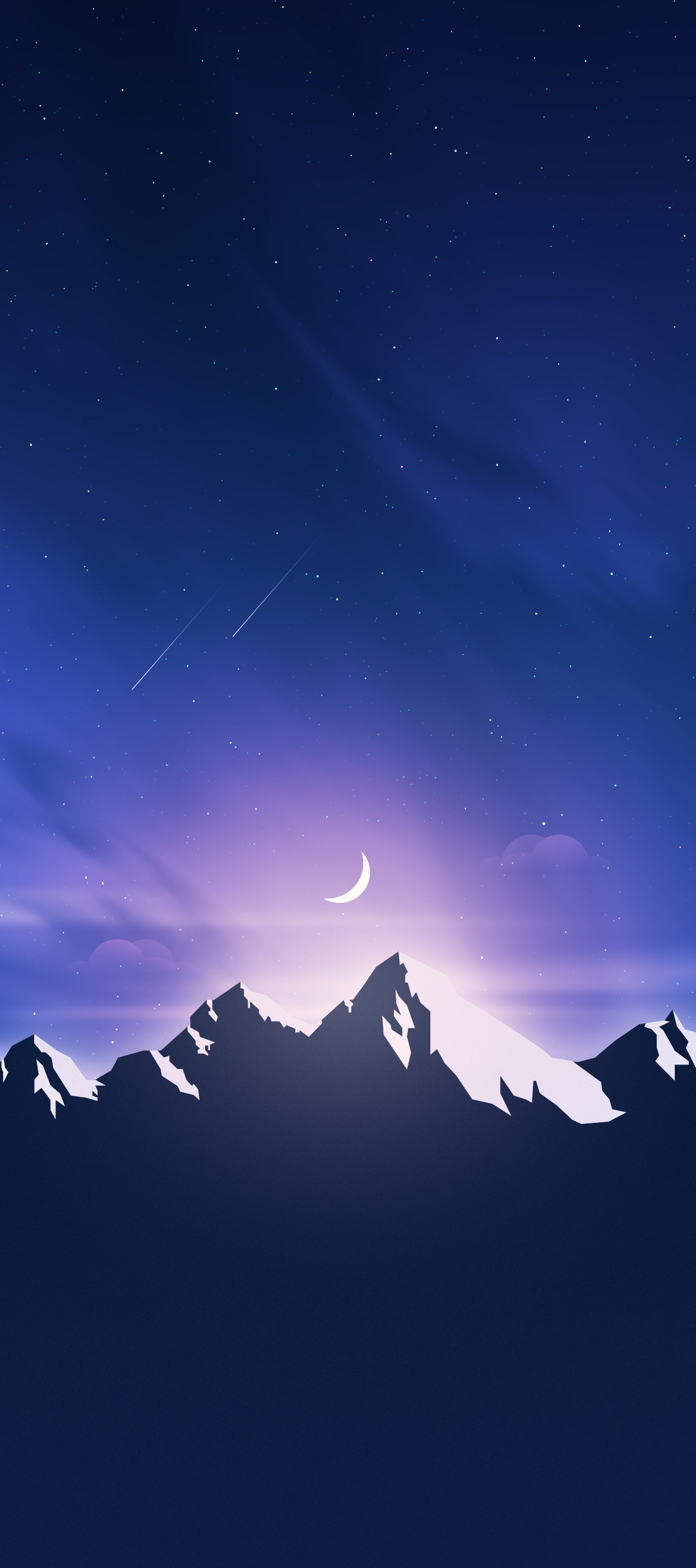 Mountain valley, Scenic landscape, Nature, Starry sky, Nighttime, 1250x2800 HD Phone