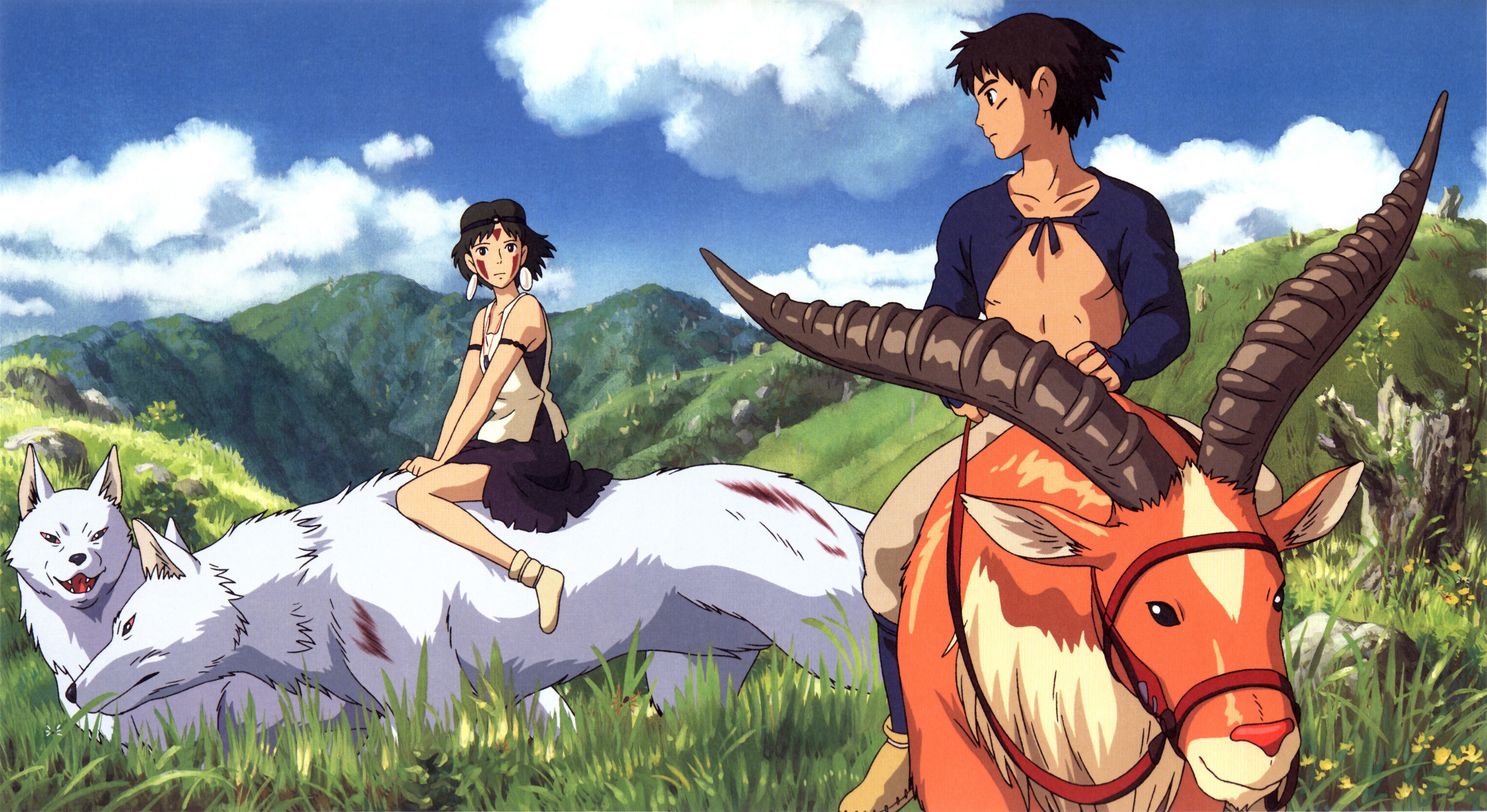 Ashitaka and Princess, Princess Mononoke Wallpaper, 3060x1670 HD Desktop