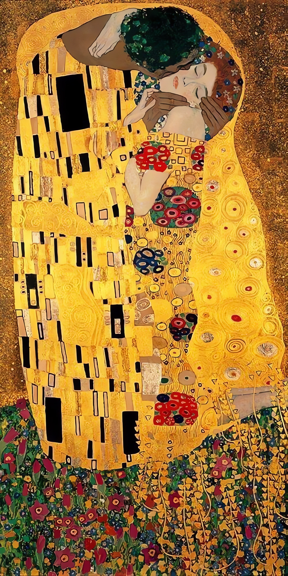 The Kiss Painting, Gustav Klimt Background, Vienna's Austrian Gallery, Oil And Gold, UHD
