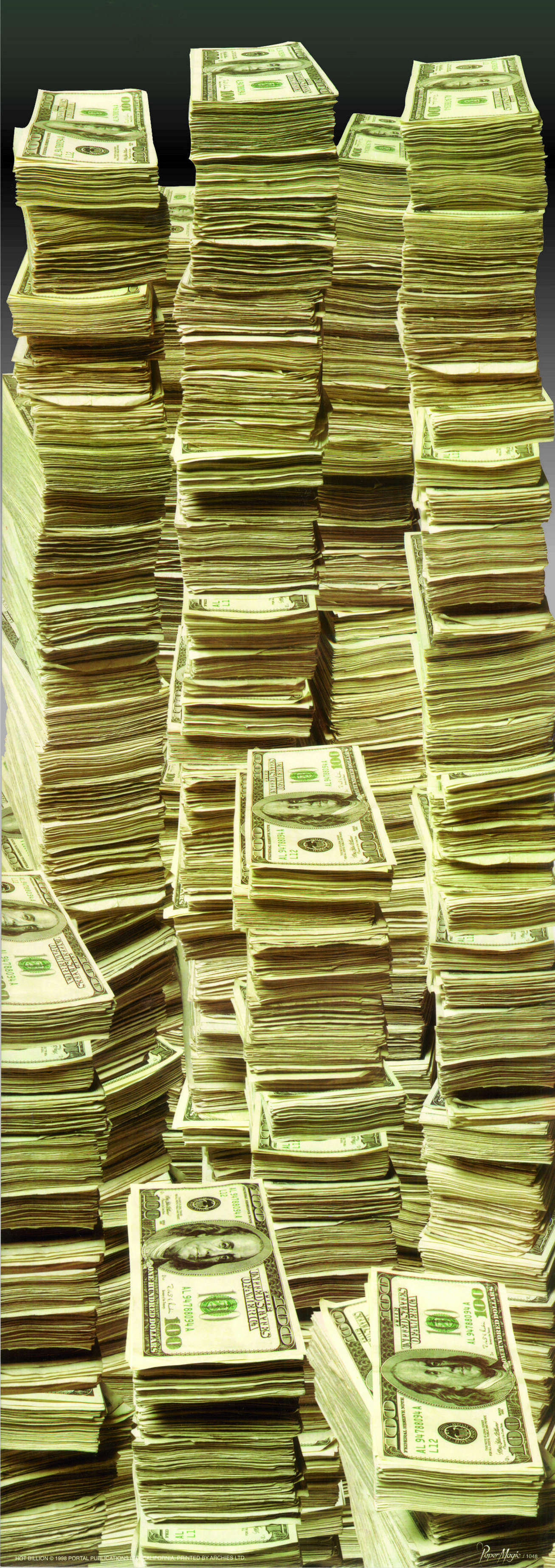 US hundred-dollar banknotes, Benjamin Franklin portrait, Tall money stacks, HD Phone wallpaper