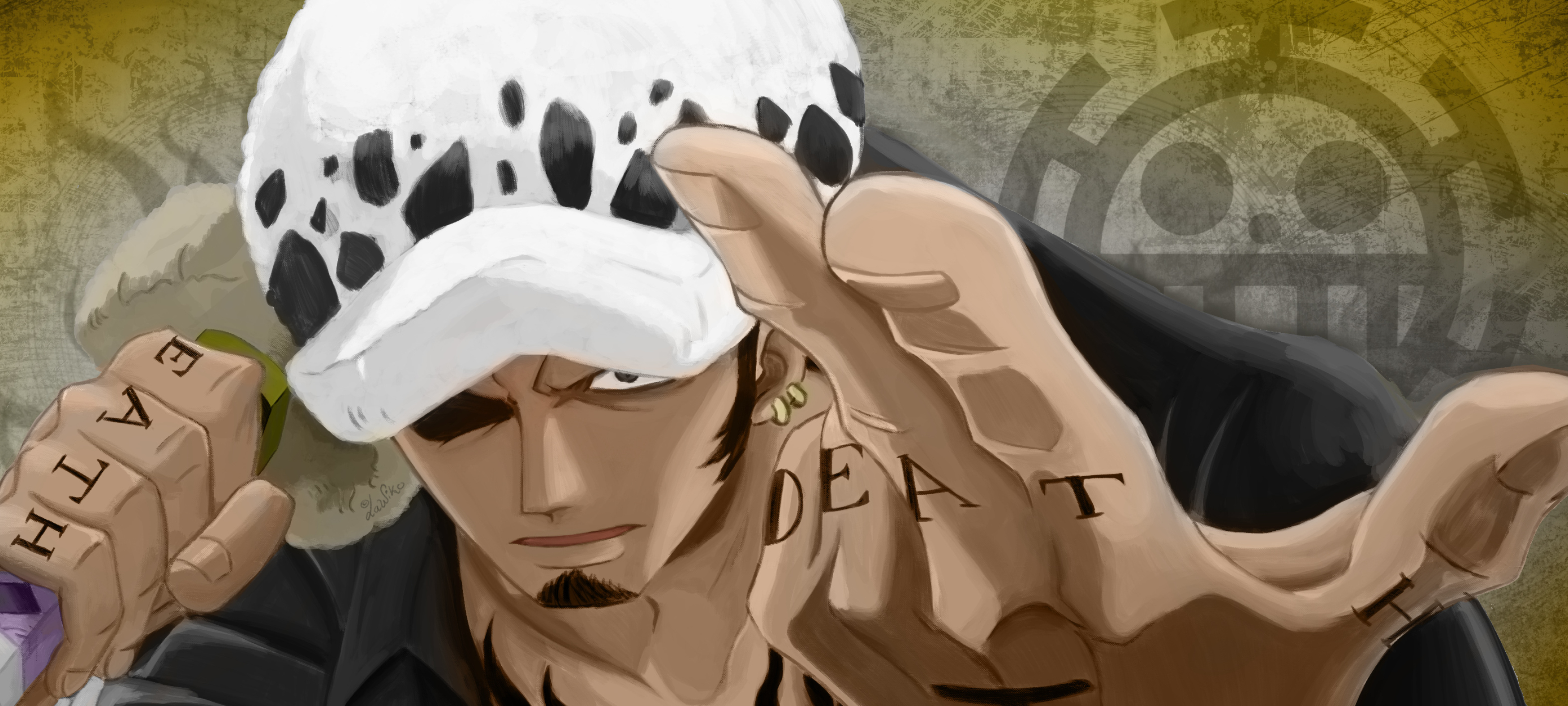 Trafalgar Law, Lawiko artwork, One Piece pictures, Pirate captain, 3500x1580 Dual Screen Desktop