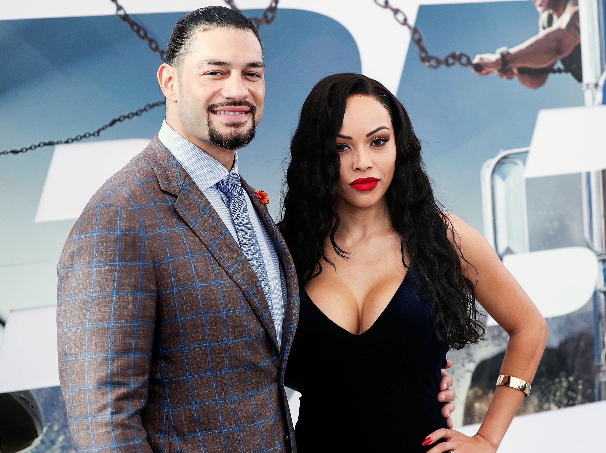 Roman Reigns, Galina Becker, Hobbs & Shaw premiere, HD Desktop wallpaper
