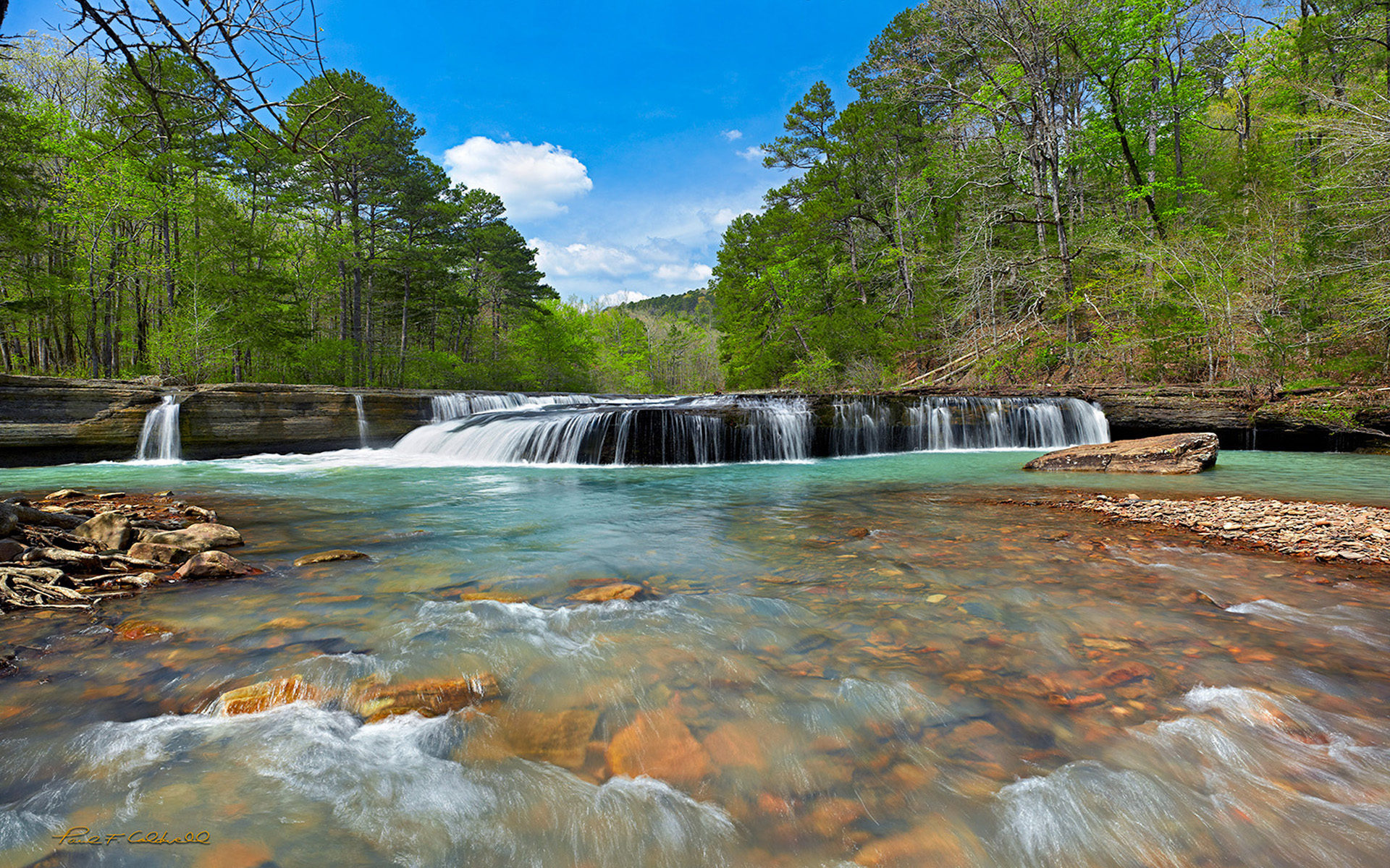 Arkansas nature, Haw Creek Falls, Arkansas Ozarks, Spring landscape, 1920x1200 HD Desktop