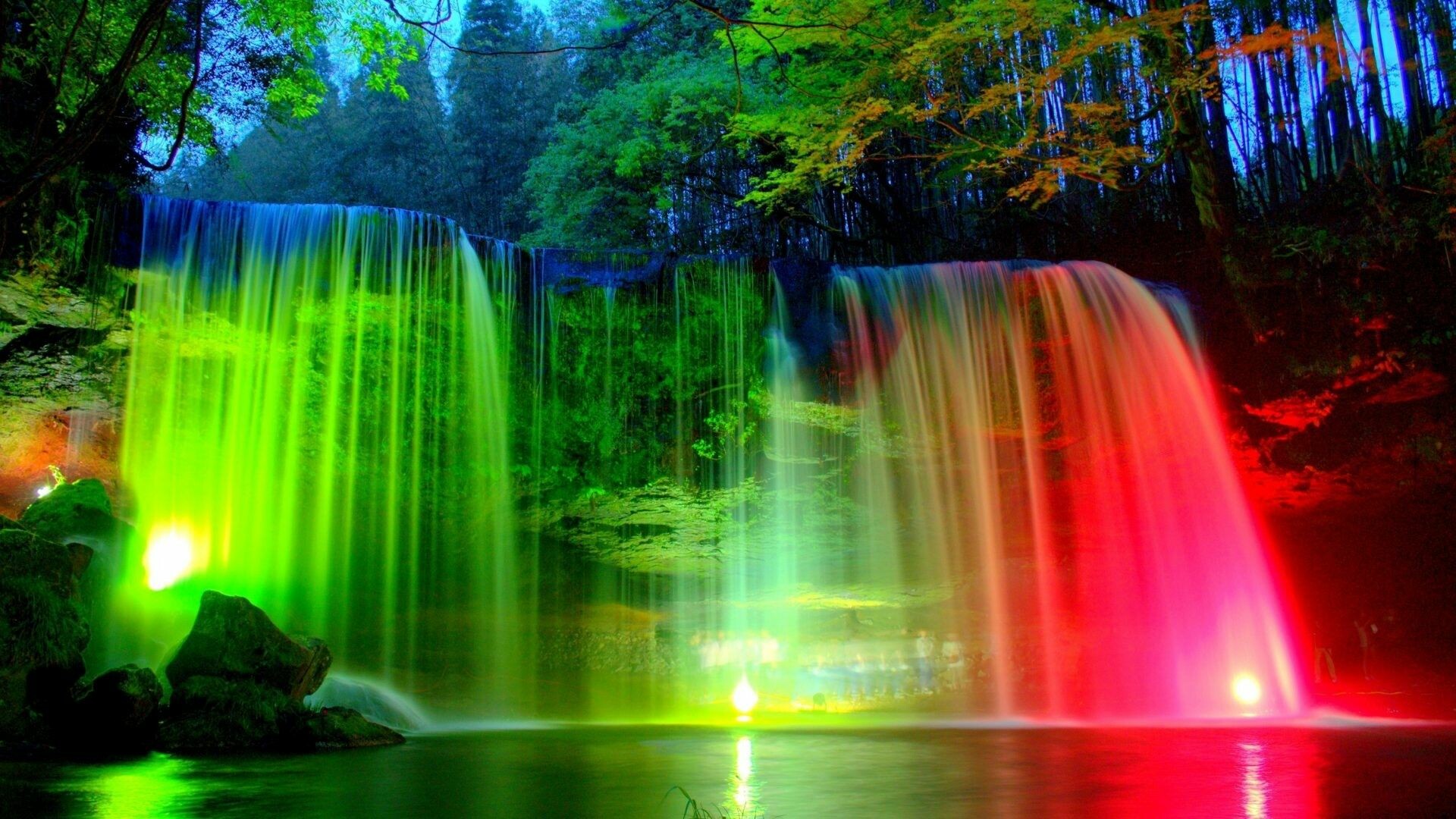 Rainbow waterfall, 4K background, Vibrant beauty, Nature's enchantment, 1920x1080 Full HD Desktop