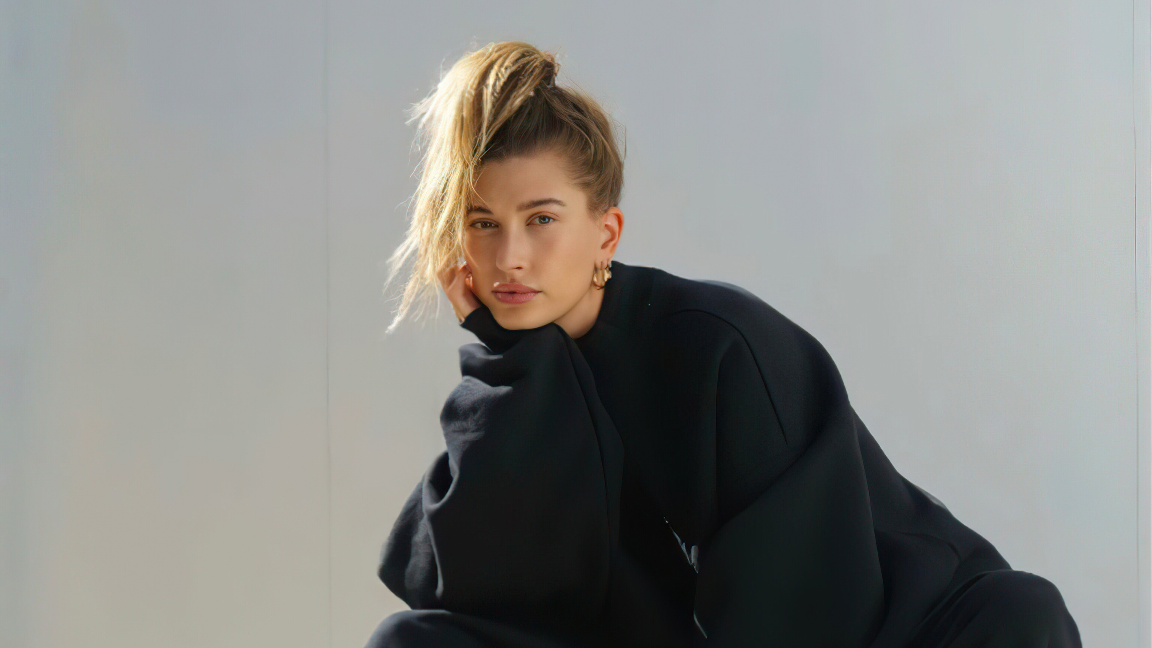 Hailey Bieber charisma, Pop magazine photoshoot, 4K HD wallpaper, Stunning celebrity, 3840x2160 4K Desktop