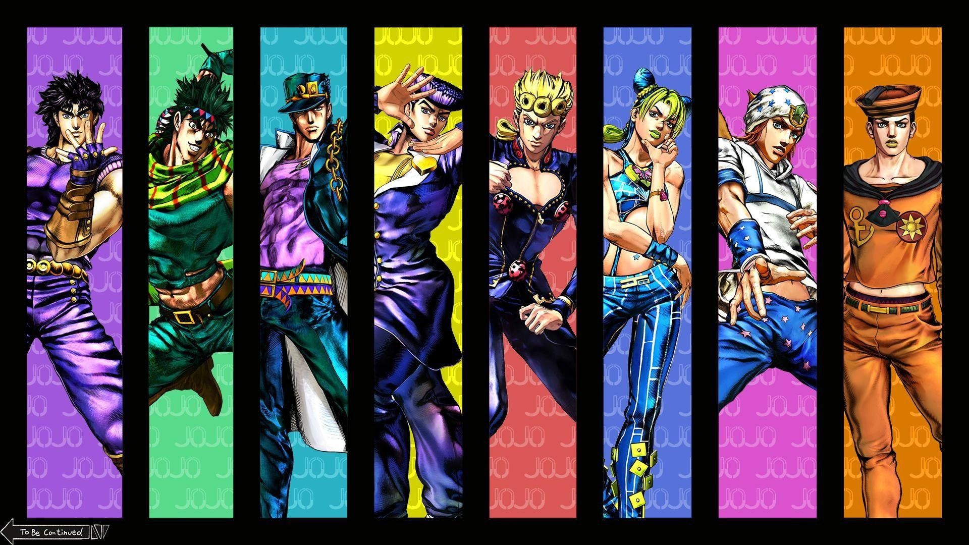 Jotaro Kujo, Giorno Giovanna, Jolyne Cujoh, Johnny Joestar, To Be Continued, Full HD Desktop wallpaper
