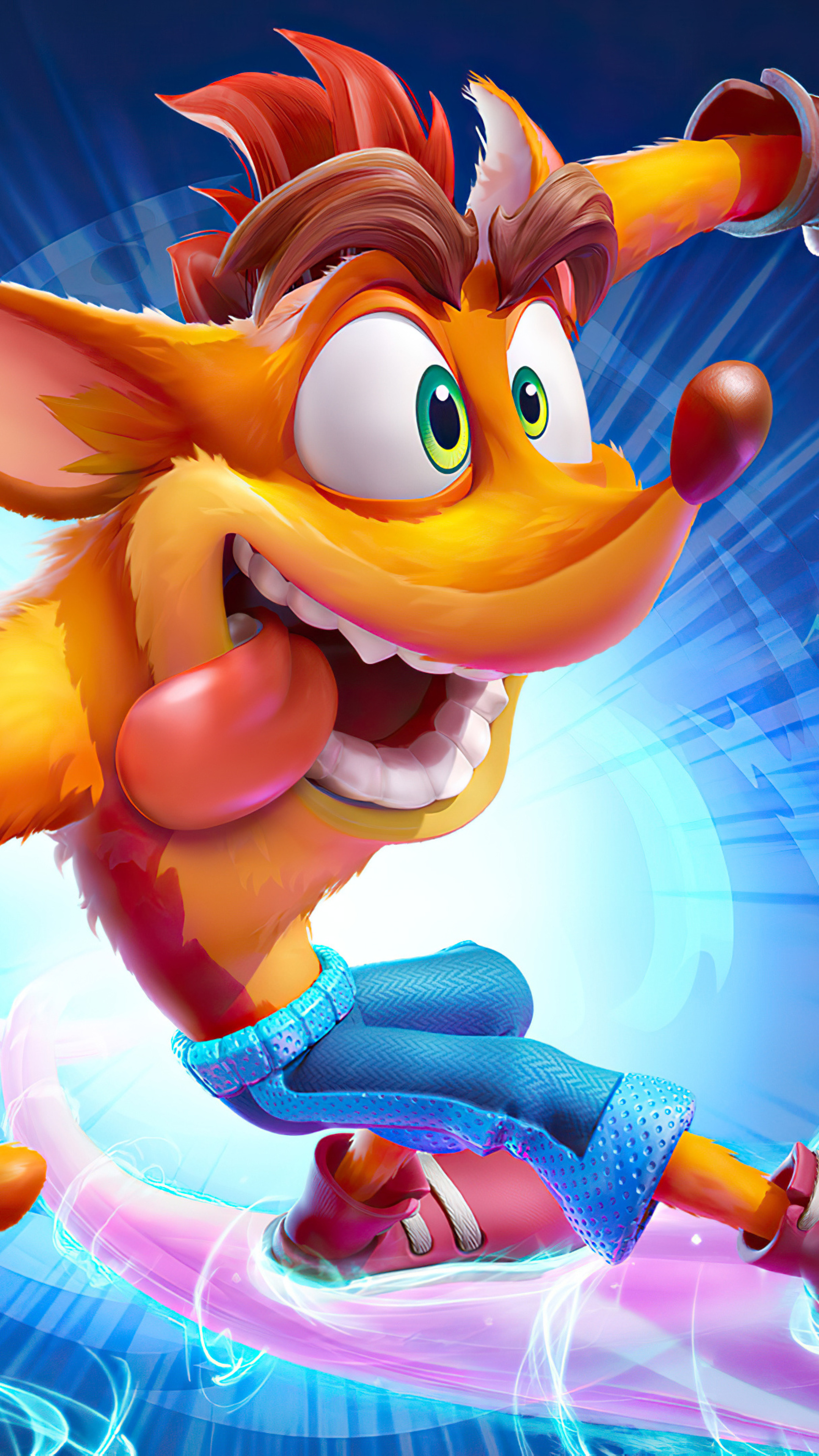 Crash Bandicoot, Crash Bandicoot 4: It's About Time, Glowing energy surfboard, 4K Phone wallpaper