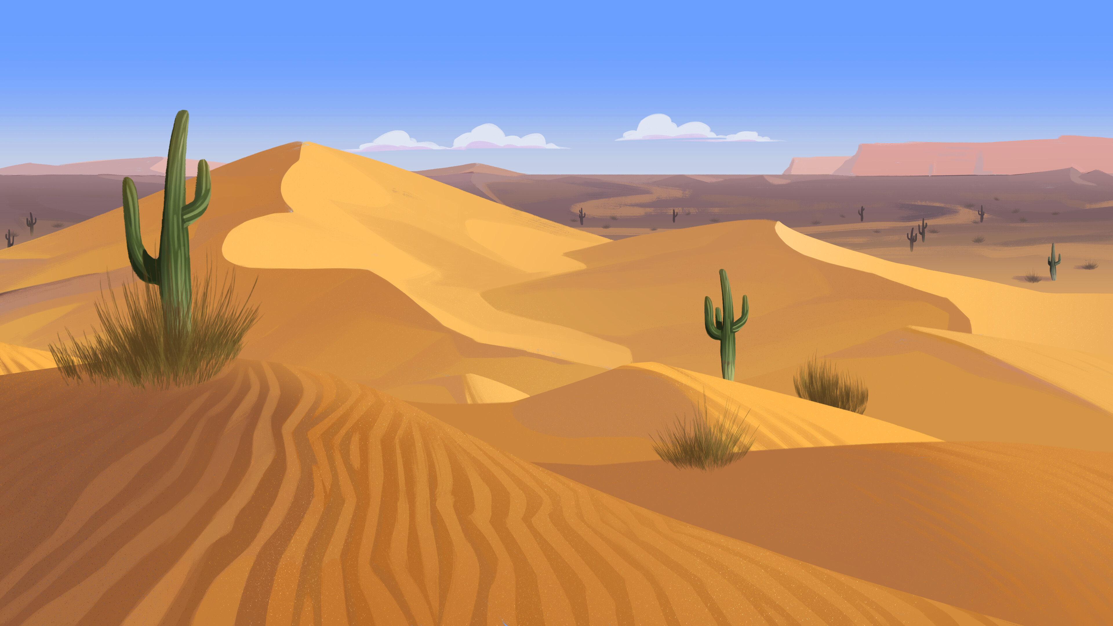 Desert background illustration, Creative wallpapers, Artistic desert, Unique designs, 3840x2160 4K Desktop