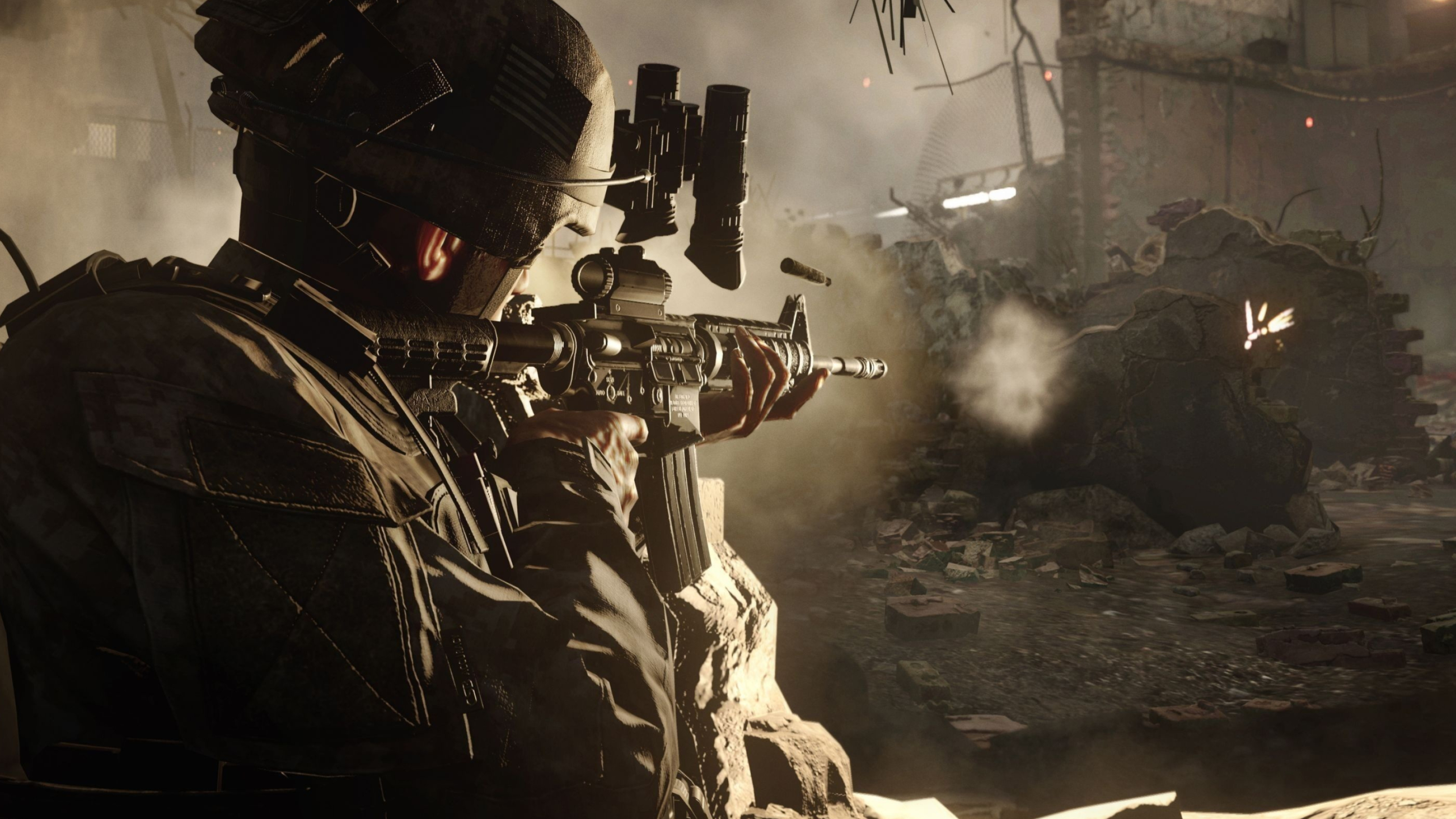 Call of Duty: Modern Warfare, M4A1 assault rifle, Night vision tactical gear, 4K Desktop wallpaper