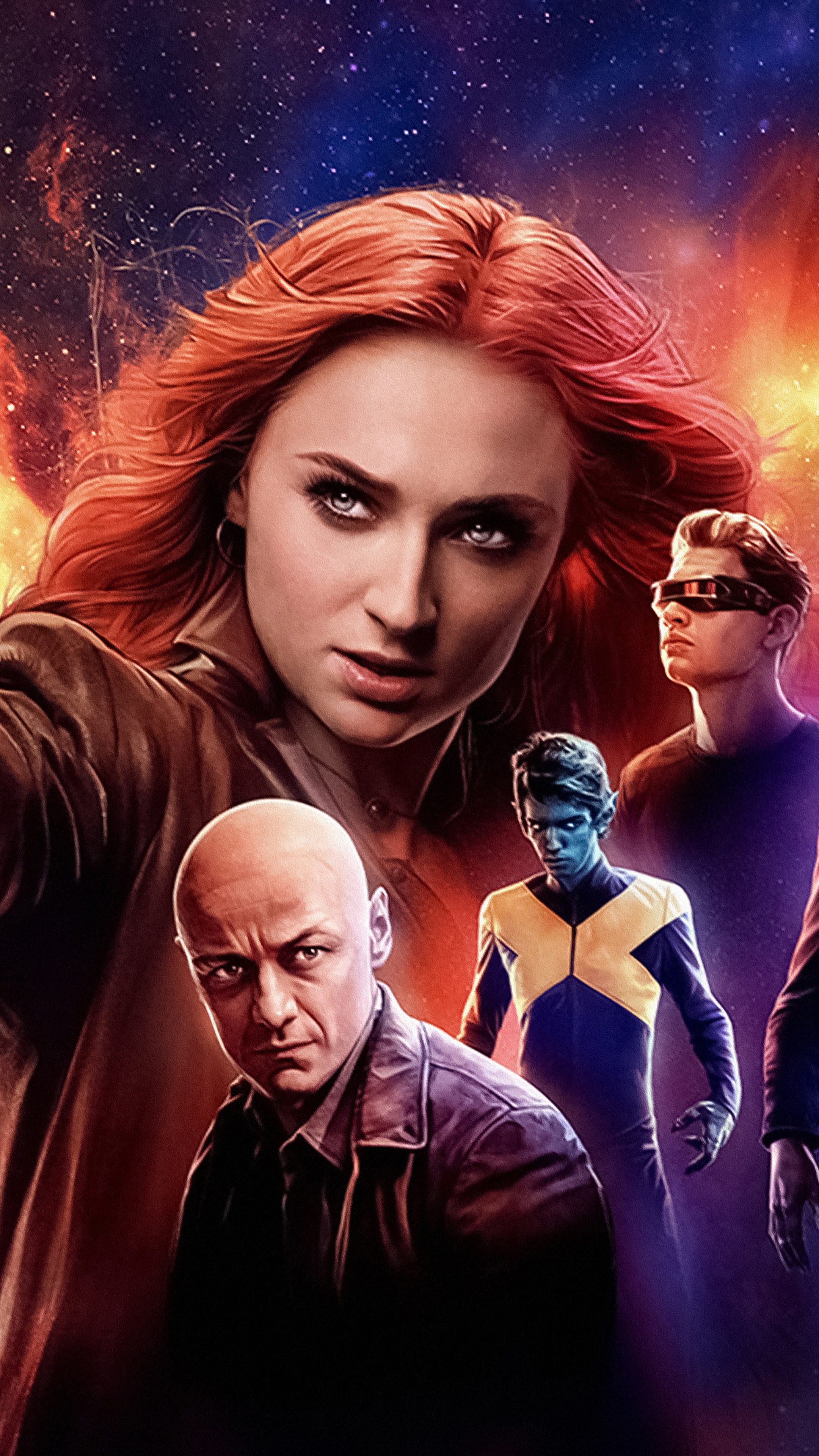 Dark Phoenix, Cast, Characters, iPhone, 2160x3840 4K Phone