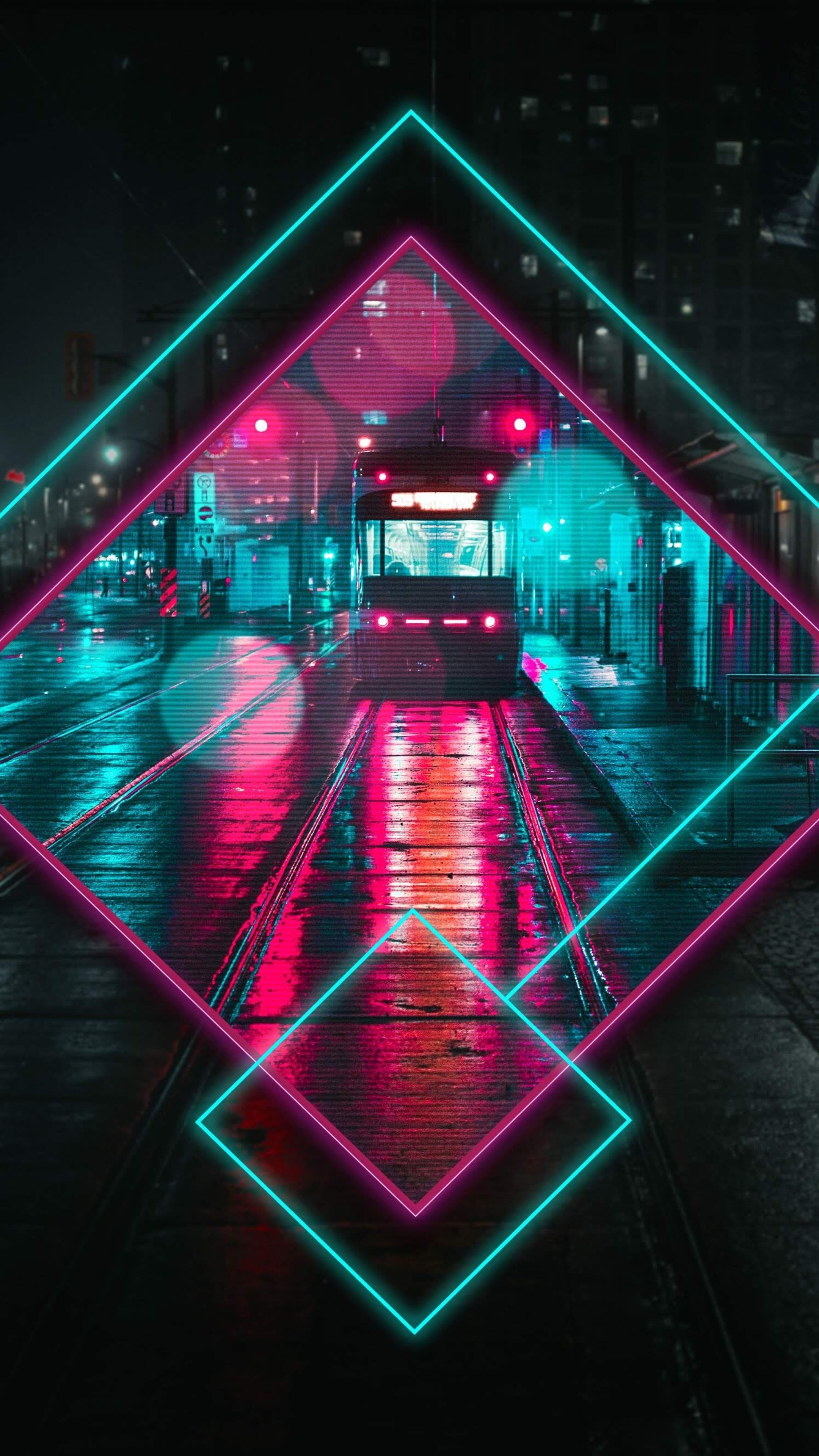 Tram, City nightlife, Urban scenery, Sony Xperia, 2160x3840 4K Phone