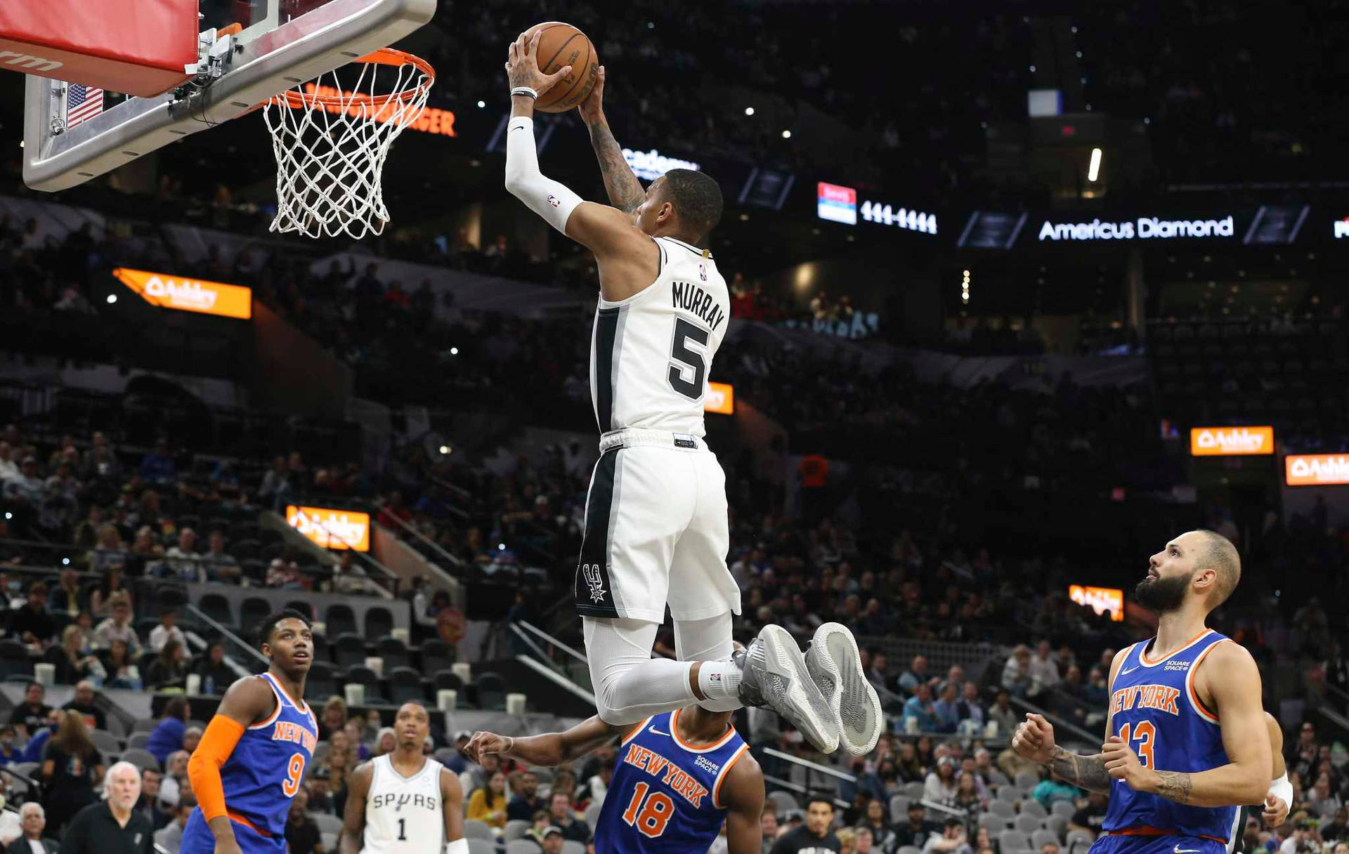 Dejounte Murray dunk, San Antonio Spurs, New York Knicks, HD Desktop wallpaper