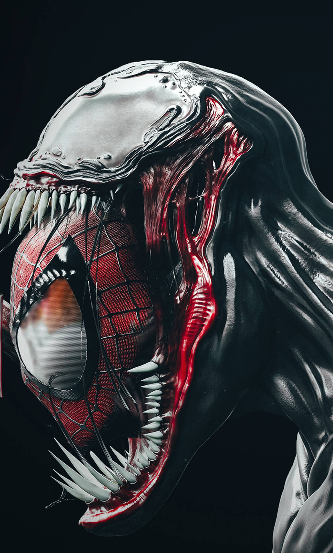 Venom symbiote head, Spider-Man mask, Sharp symbiote fangs, HD Phone wallpaper