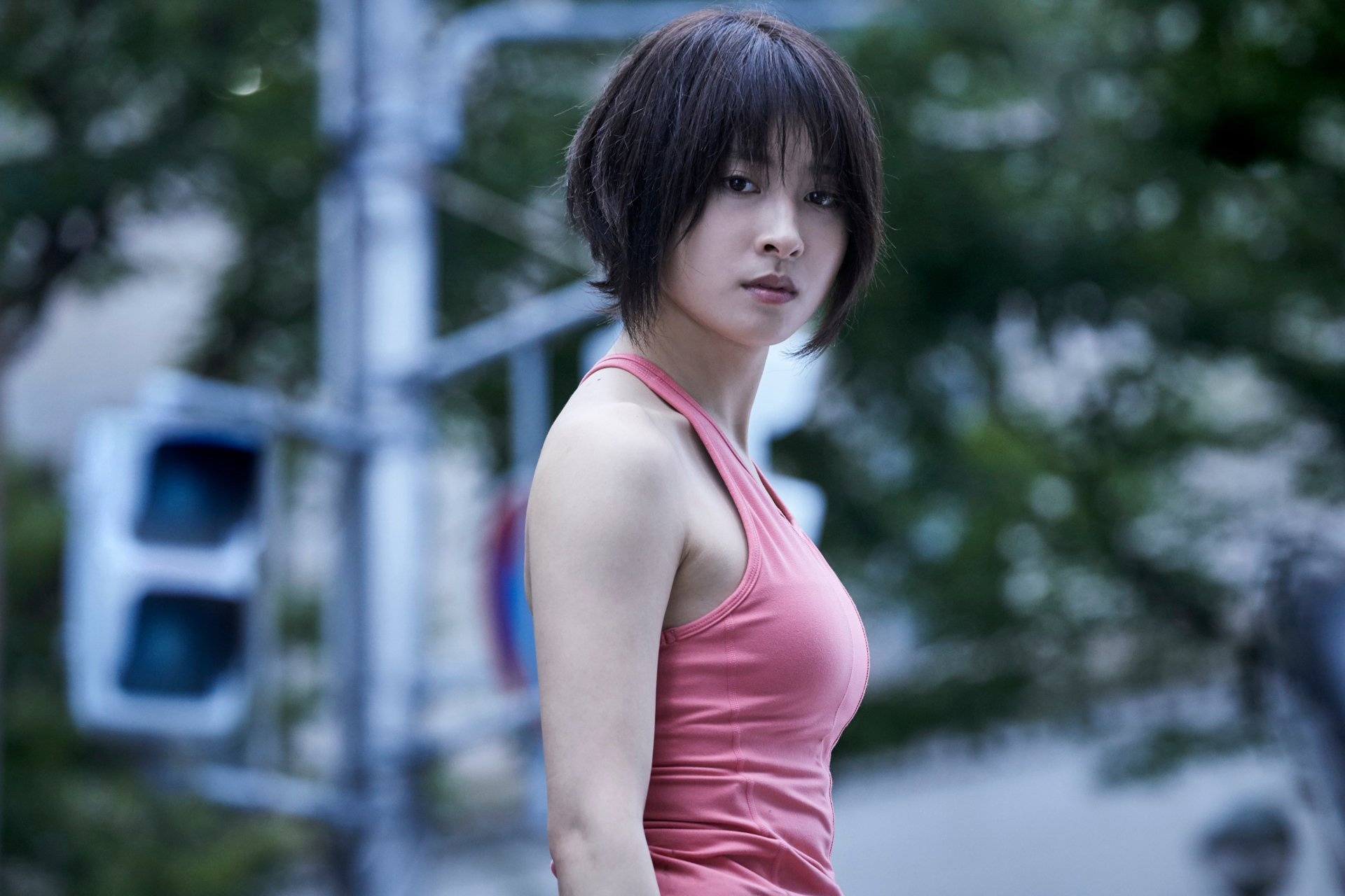 Yuzuha Usagi, Tao Tsuchiya, Pink athletic tank top, HD Desktop wallpaper