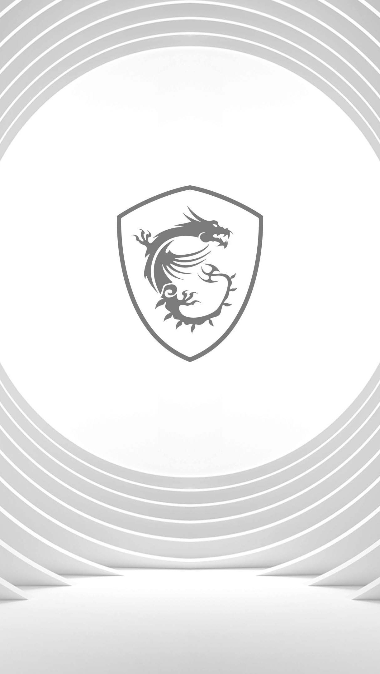 MSI dragon shield logo, white concentric circular tunnel, minimalist modern interior, HD Phone wallpaper