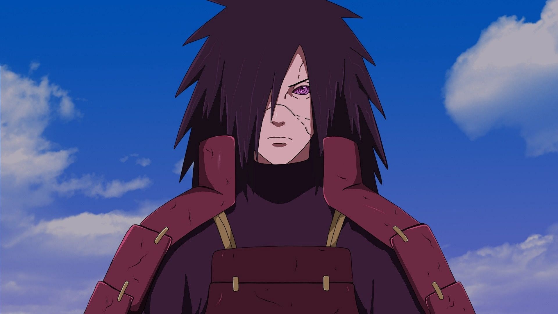 Madara Uchiha, Rinnegan eye, red shinobi armor, Full HD Desktop wallpaper