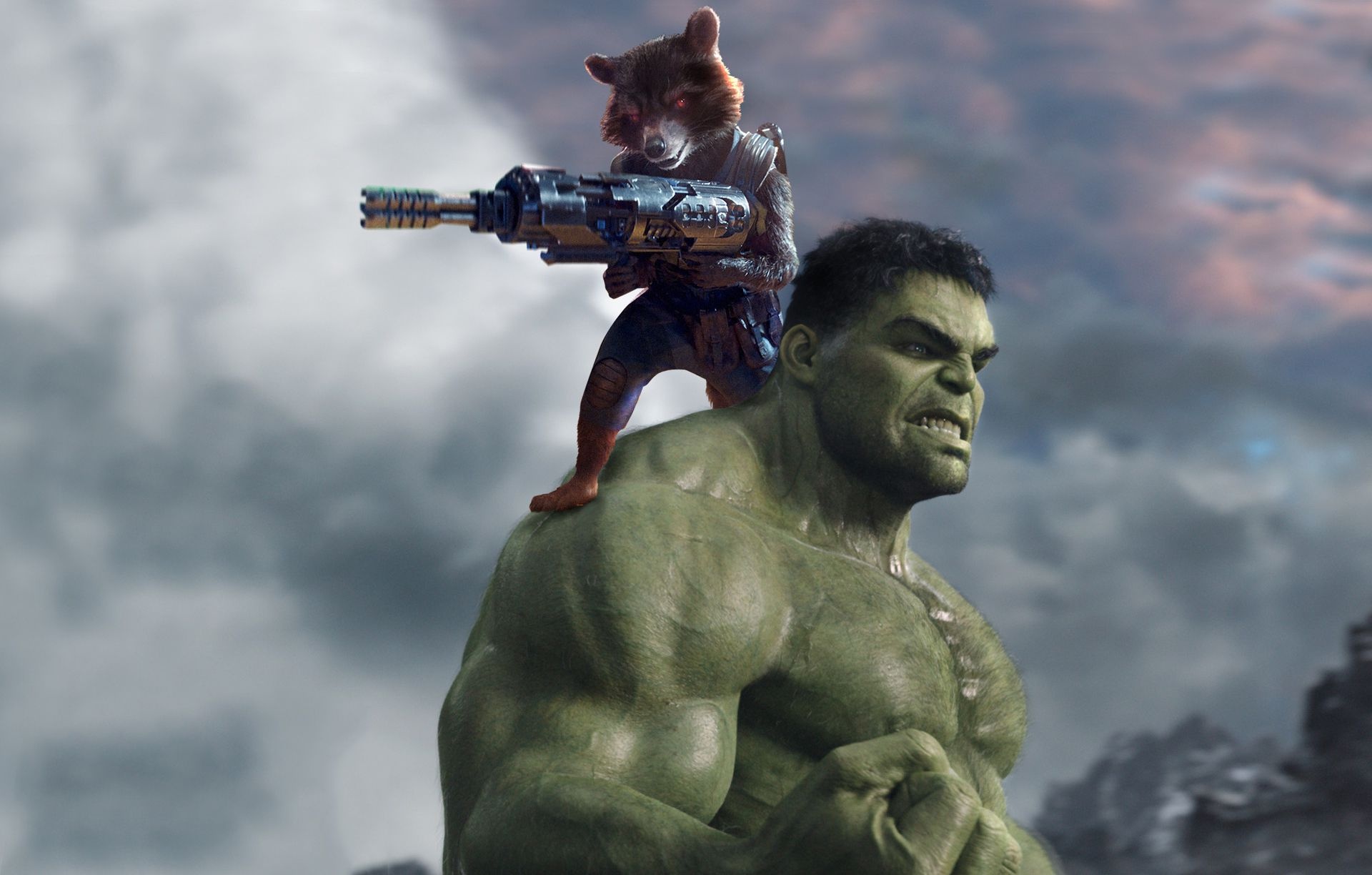 Hulk, Rocket Raccoon, Wallpaper, 1920x1230 HD Desktop