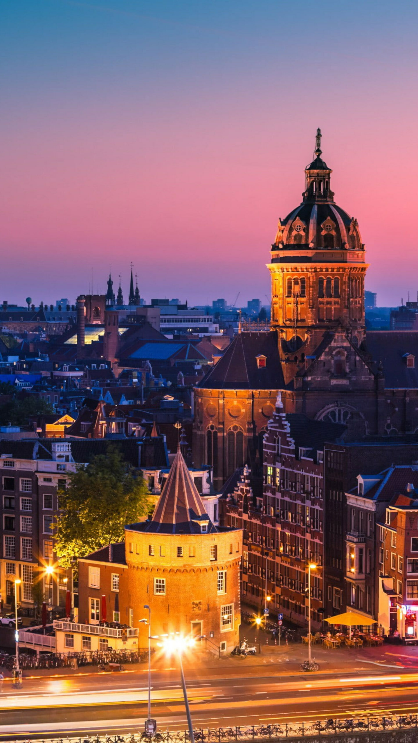 Aerial photography, Netherlands cathedral, Noord-Holland, Unique wallpaper, 1440x2560 HD Phone