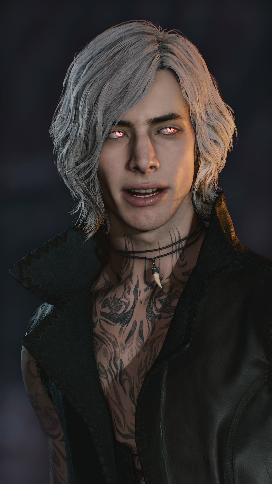 V Devil May Cry 5, tribal chest tattoo, claw pendant necklace, Full HD Phone wallpaper