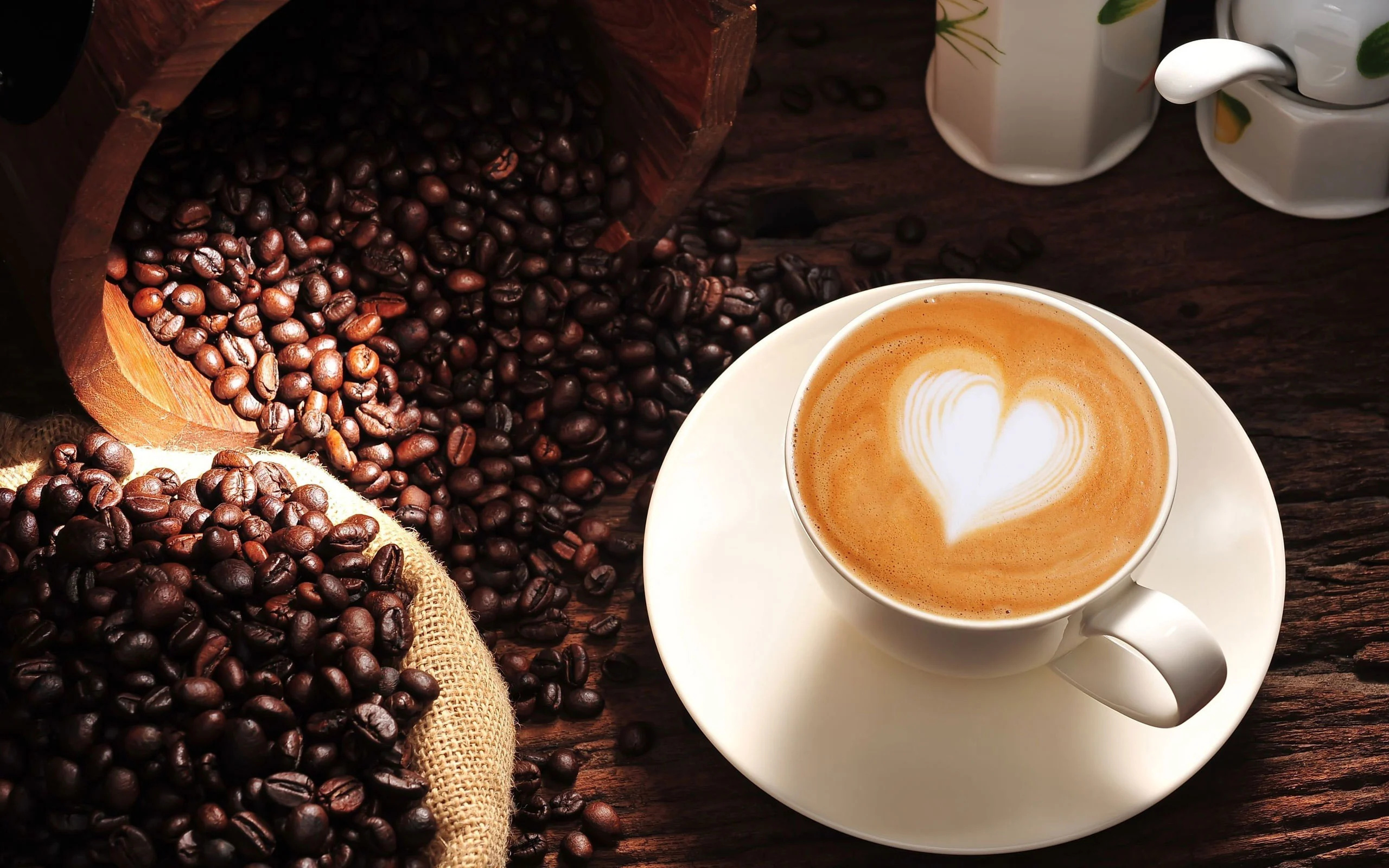 Cappuccino, Coffee Beans Wallpaper, 2560x1600 HD Desktop