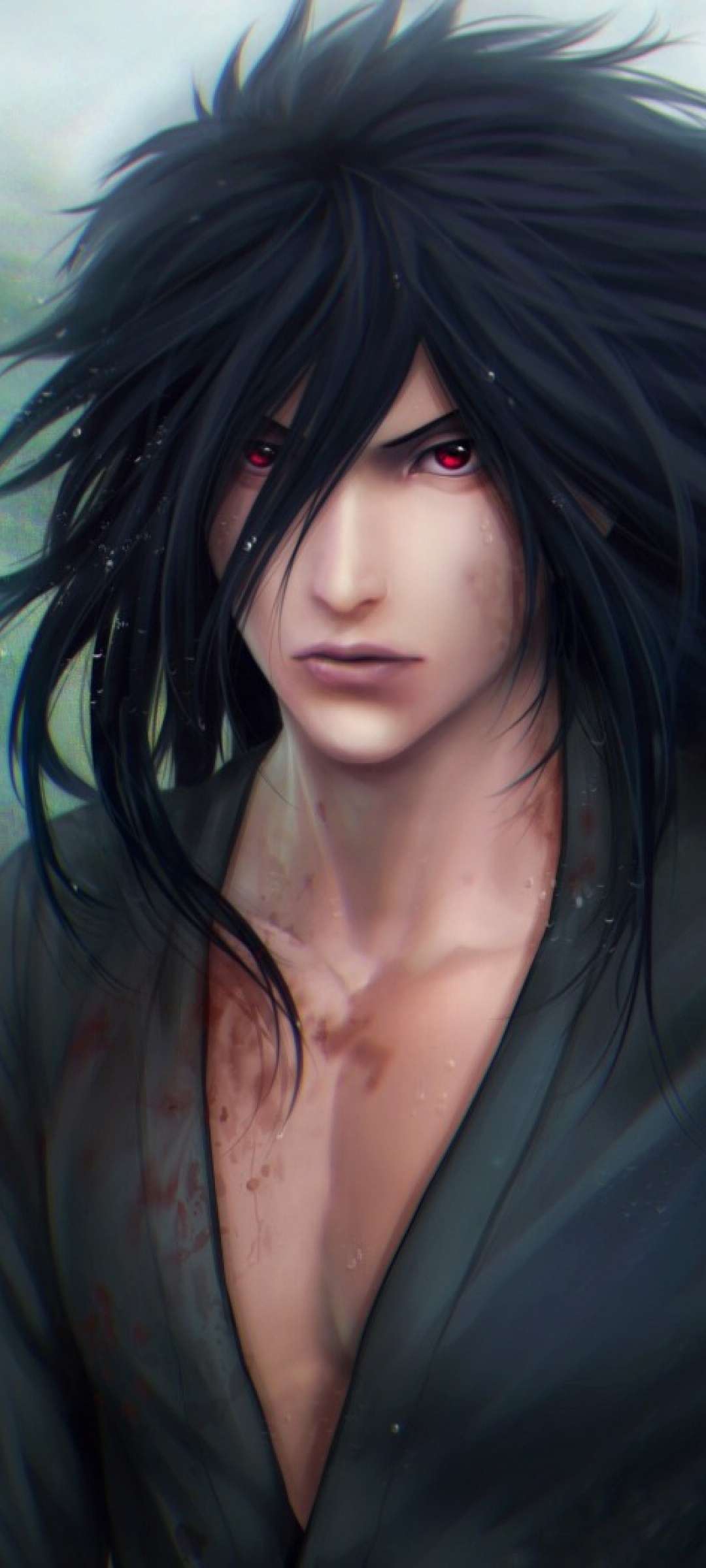Madara Uchiha, Sharingan eyes, battle-damaged kimono, HD Phone wallpaper