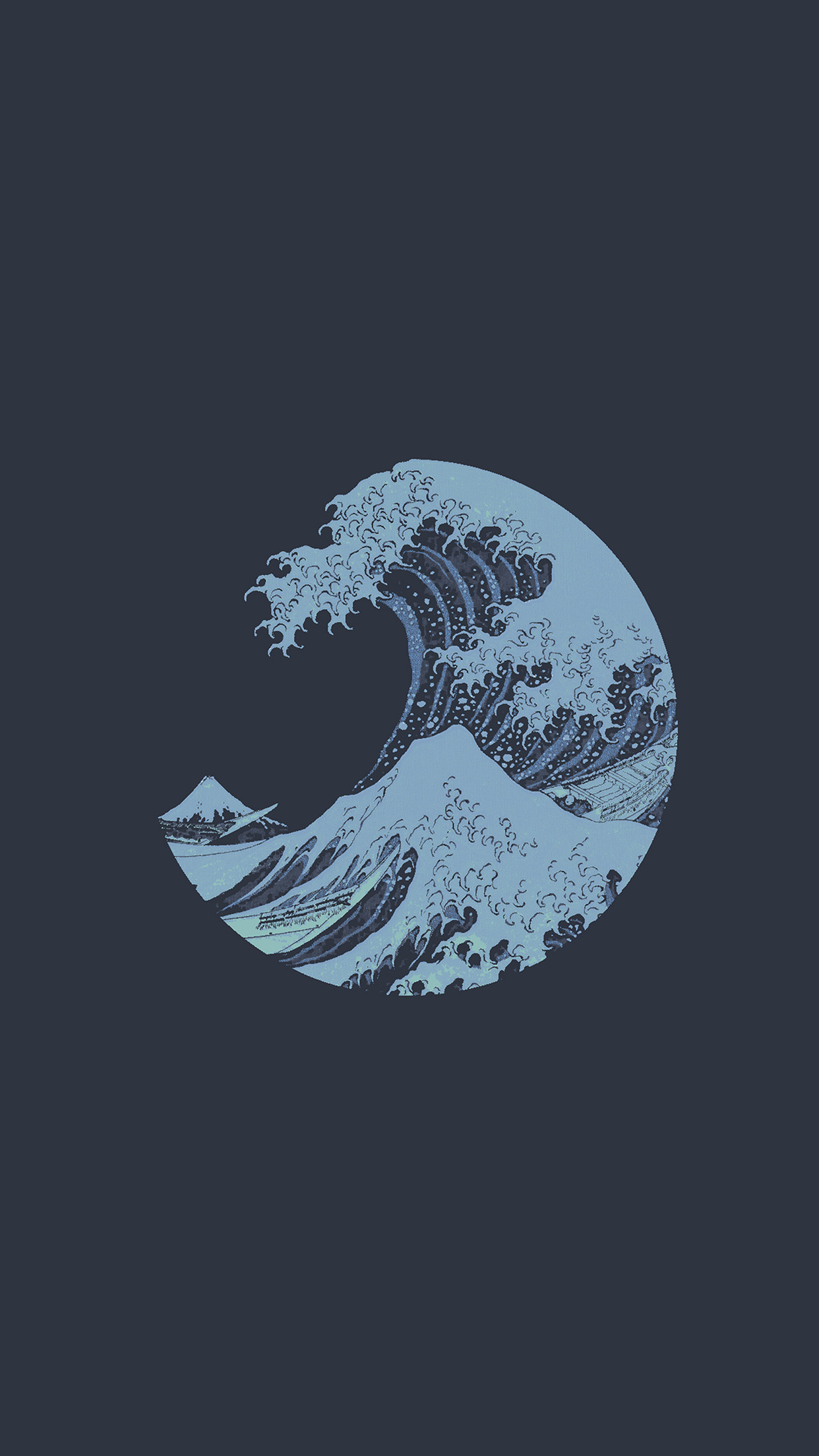 The Great Wave off Kanagawa, Simple Wallpaper, 1250x2210 HD Phone