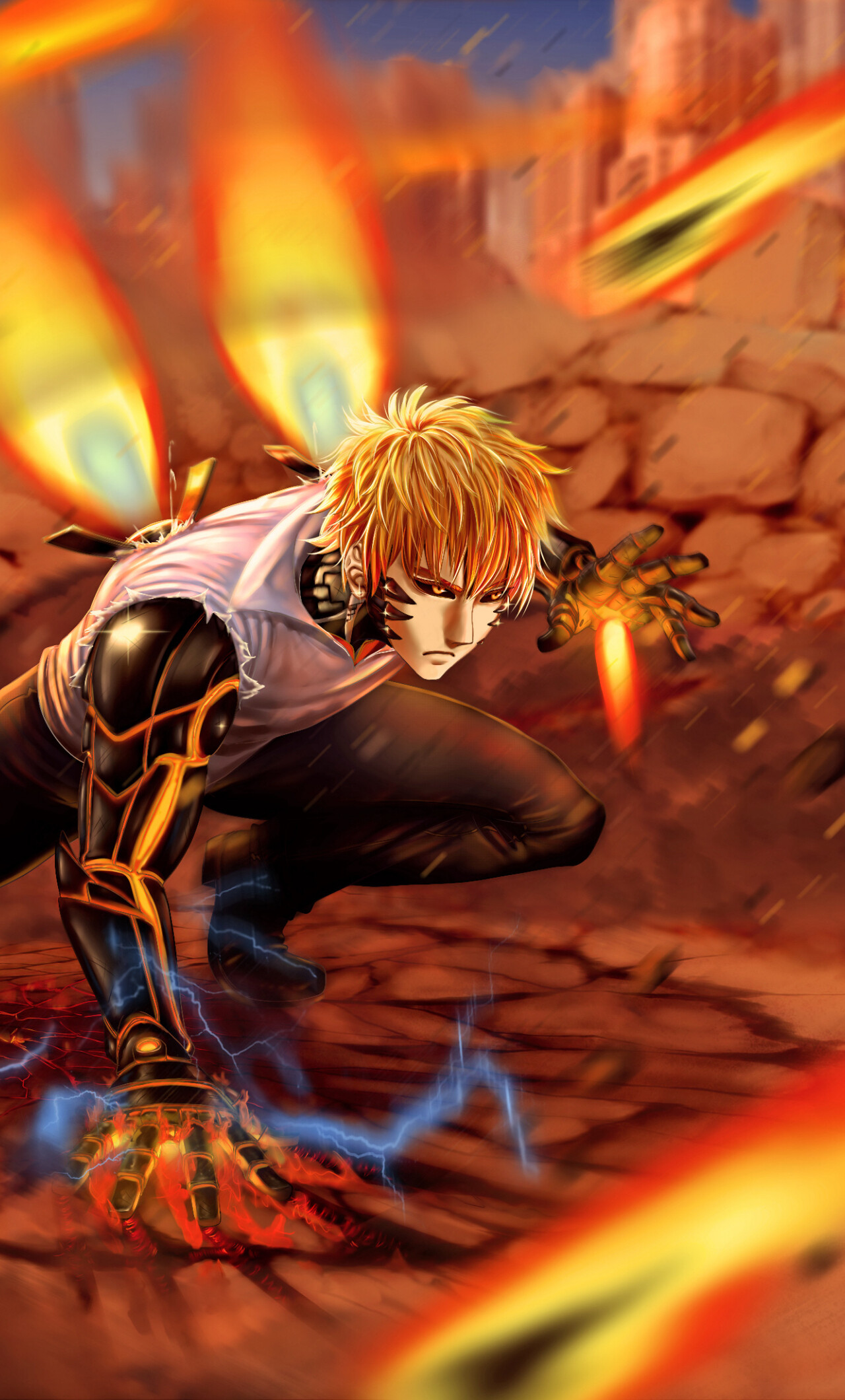 One-Punch Man, Blonde Genos' iPhone wallpaper, HD background, Image download, 1280x2120 HD Phone