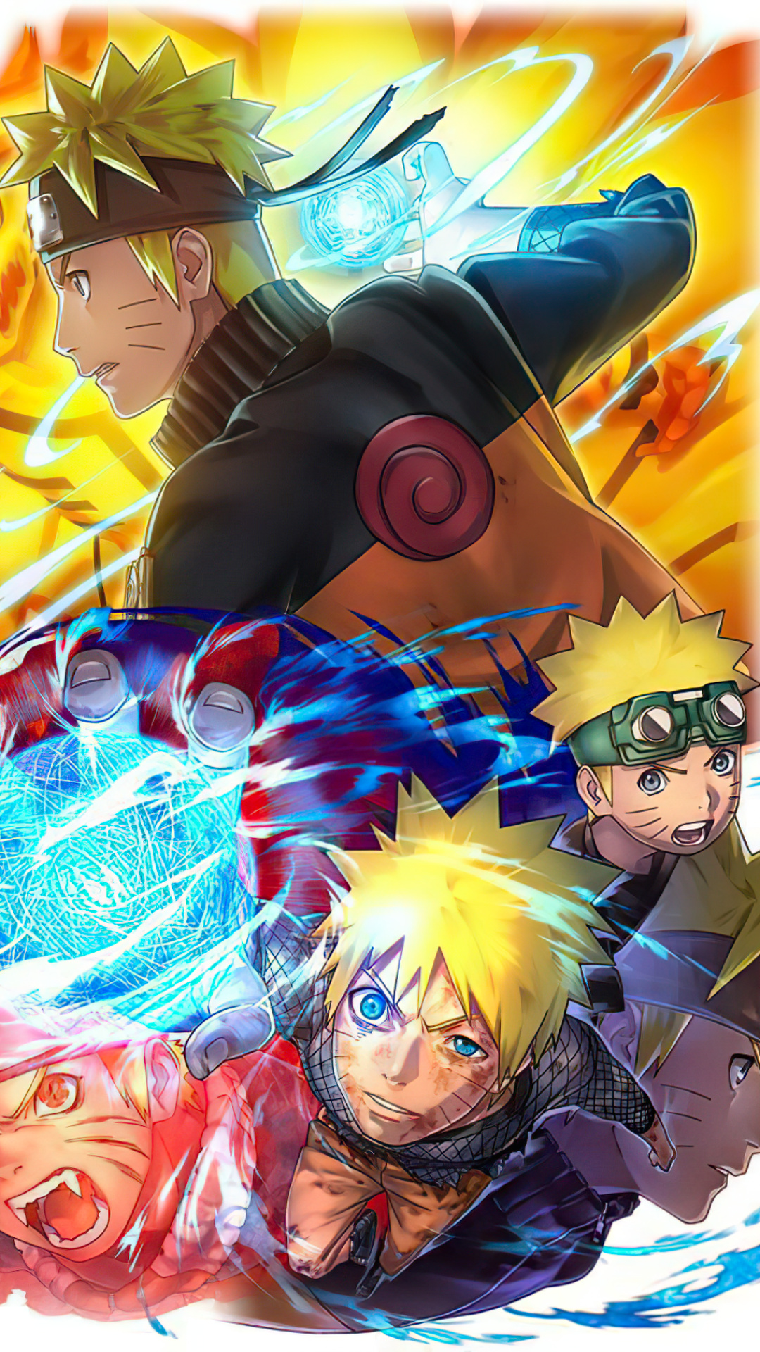 Naruto Uzumaki, Rasengan, Young Naruto with goggles, Nine-Tails chakra cloak Naruto, Full HD Phone wallpaper
