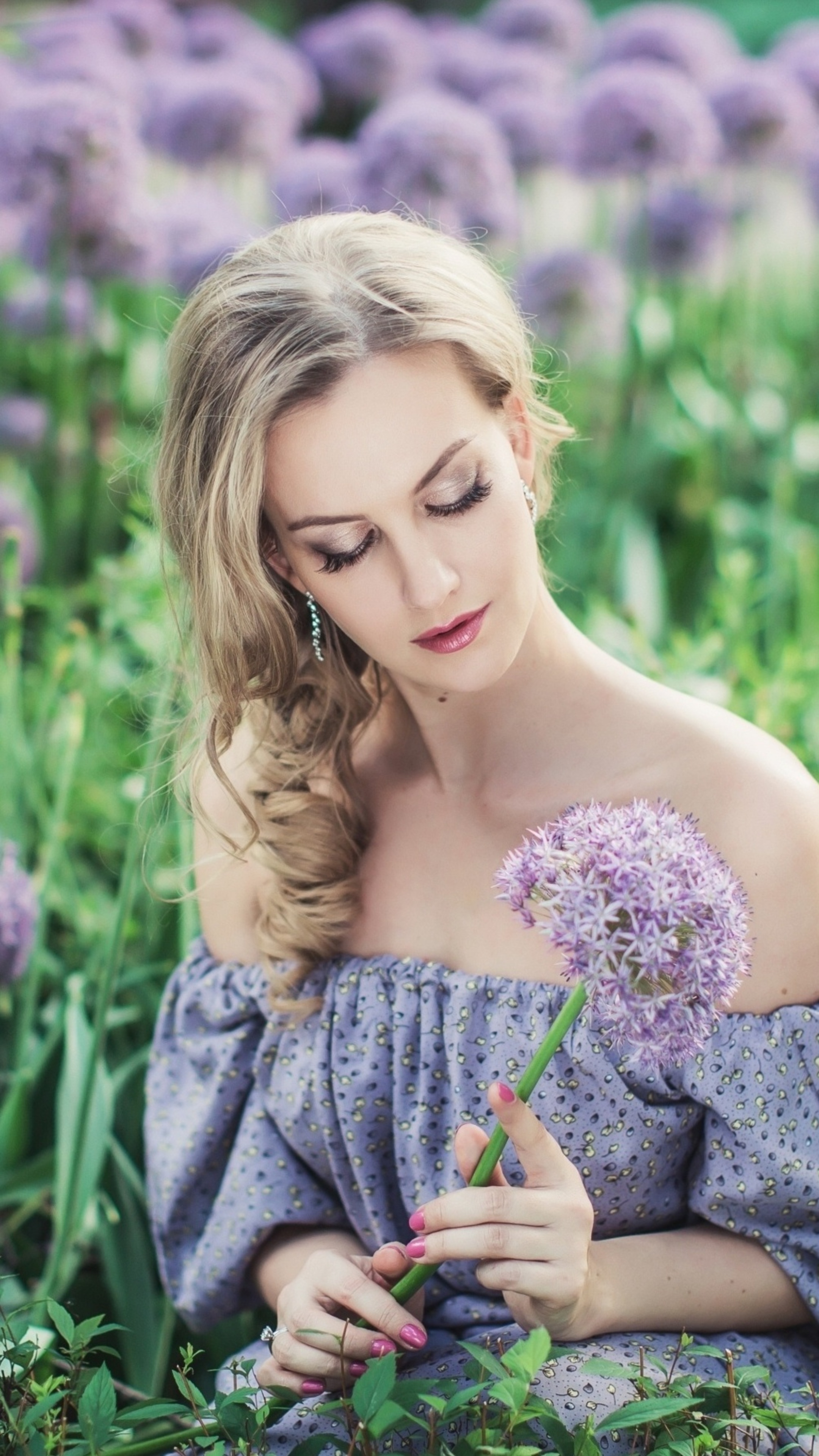 Women with flowers, Natural beauty, 2160x3840 4K Phone