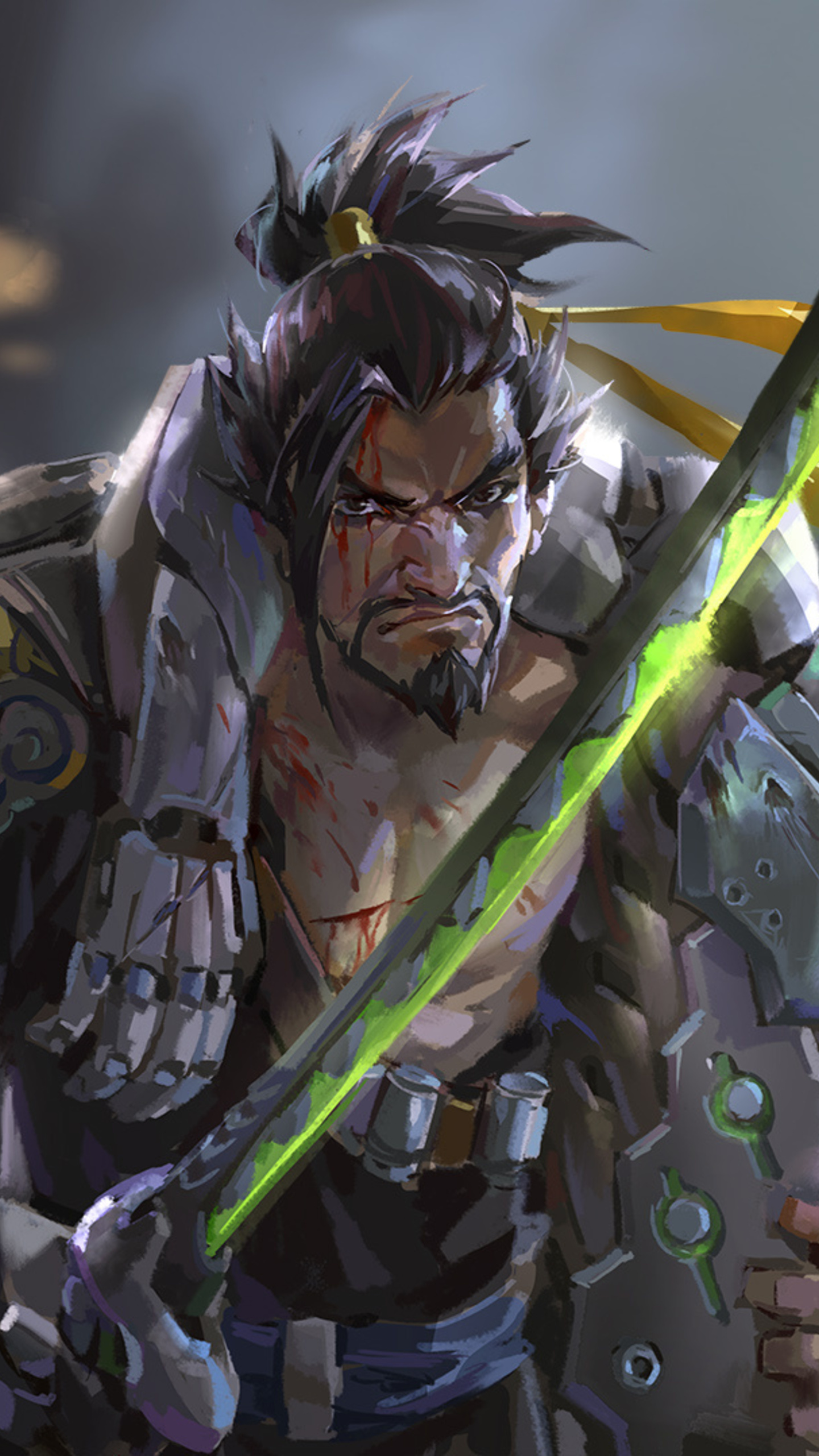 Genji Hanzo Overwatch, Artwork, Phone wallpapers, 1440x2560 HD Phone