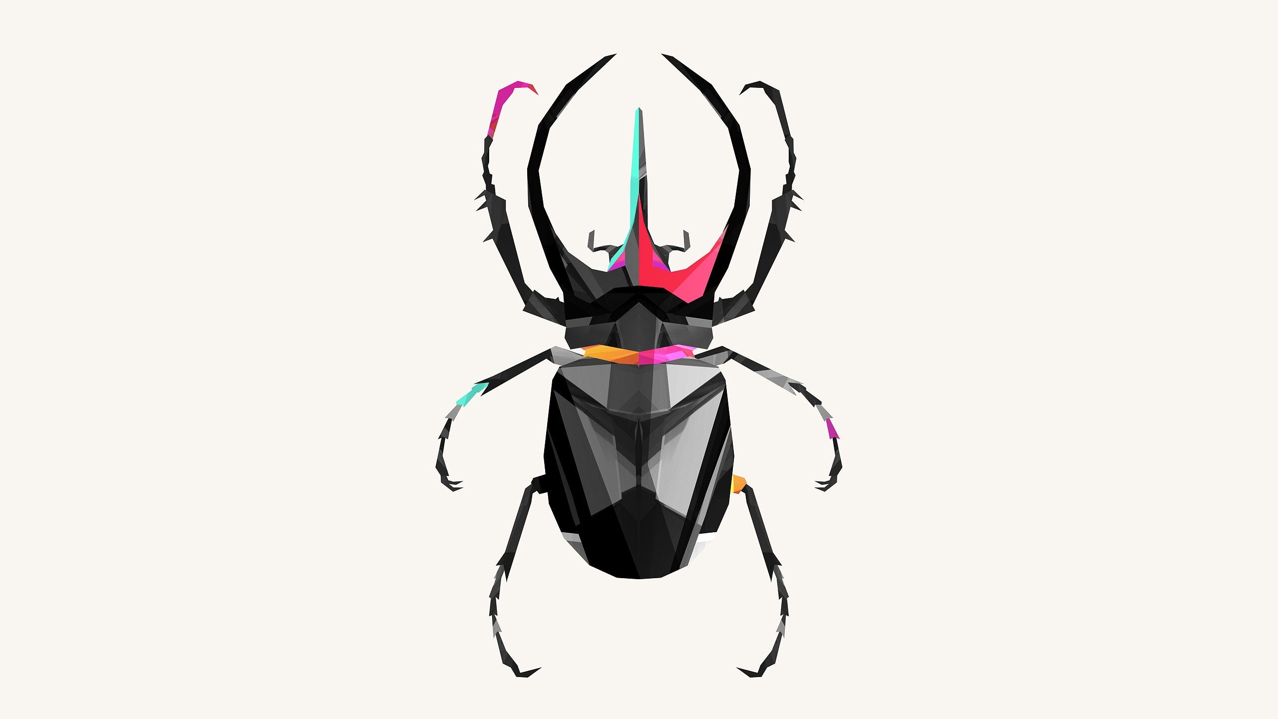 Awesome animal wallpapers, Geometric animal art, Beetle artwork, Vibrant animal representation, 2560x1440 HD Desktop