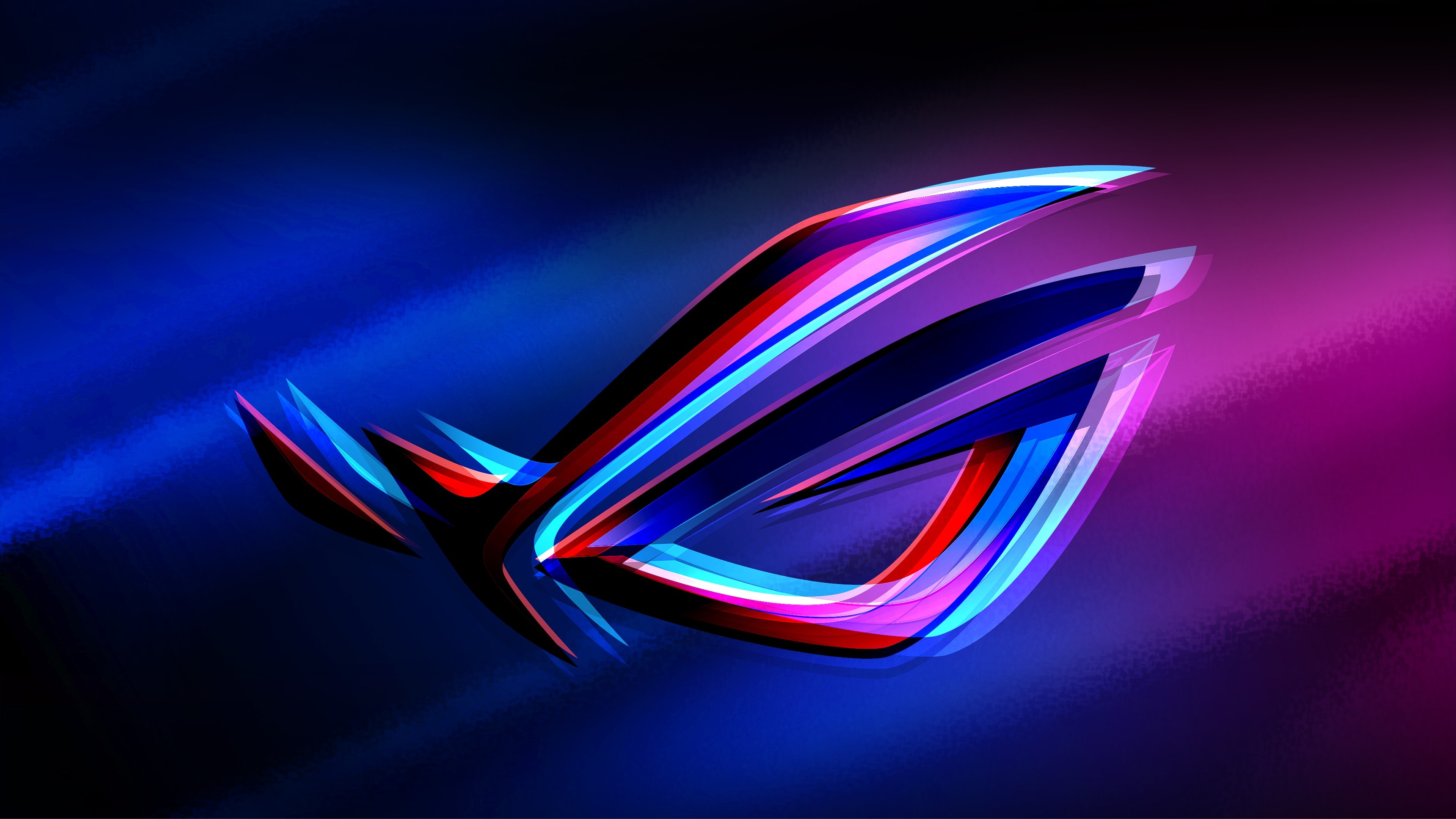 ASUS Republic of Gamers logo, Vivid brushstroke color streaks, Blue to magenta gradient, 4K Desktop wallpaper